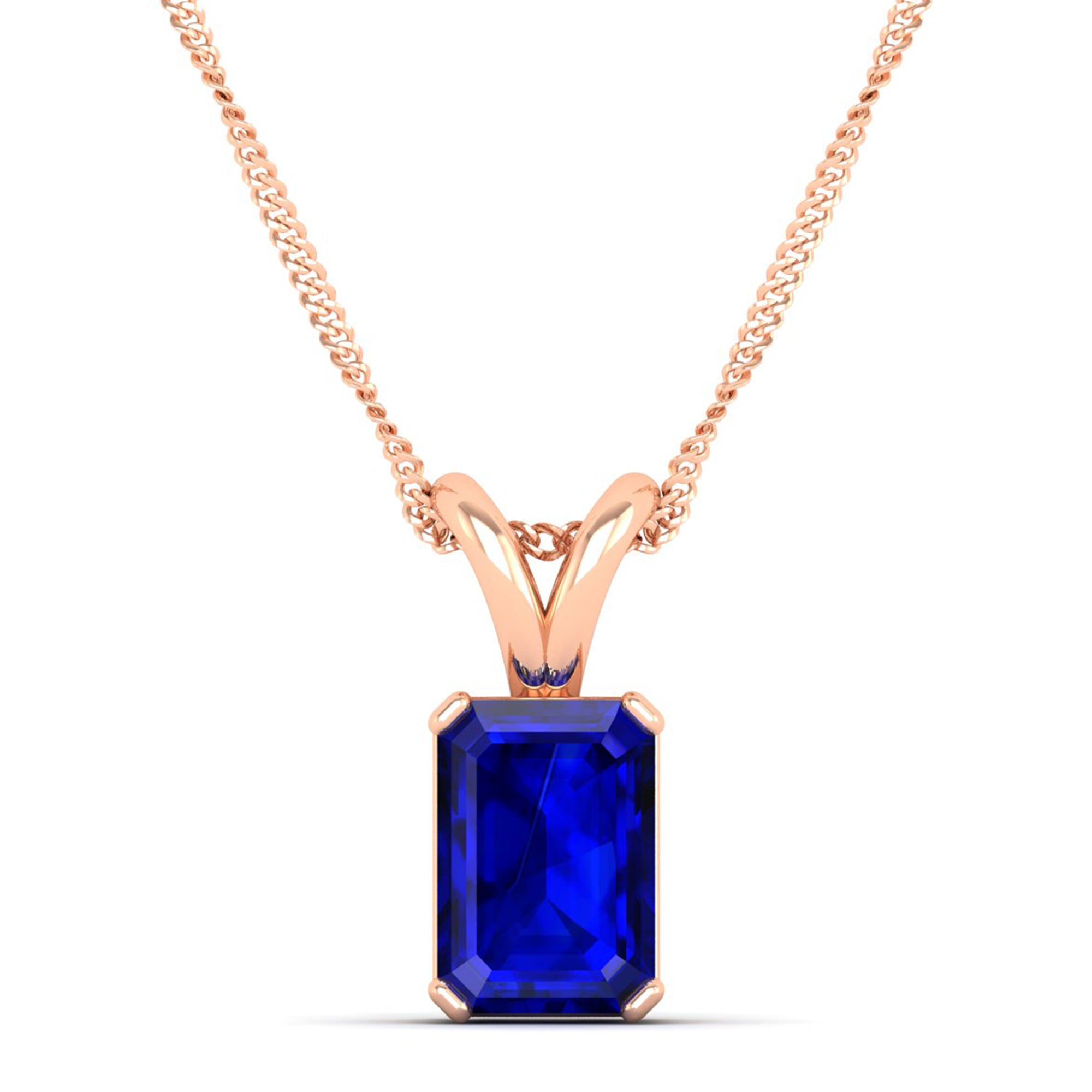 Emerald Cut Sapphire Gemstone Pendant 3.0 Carat