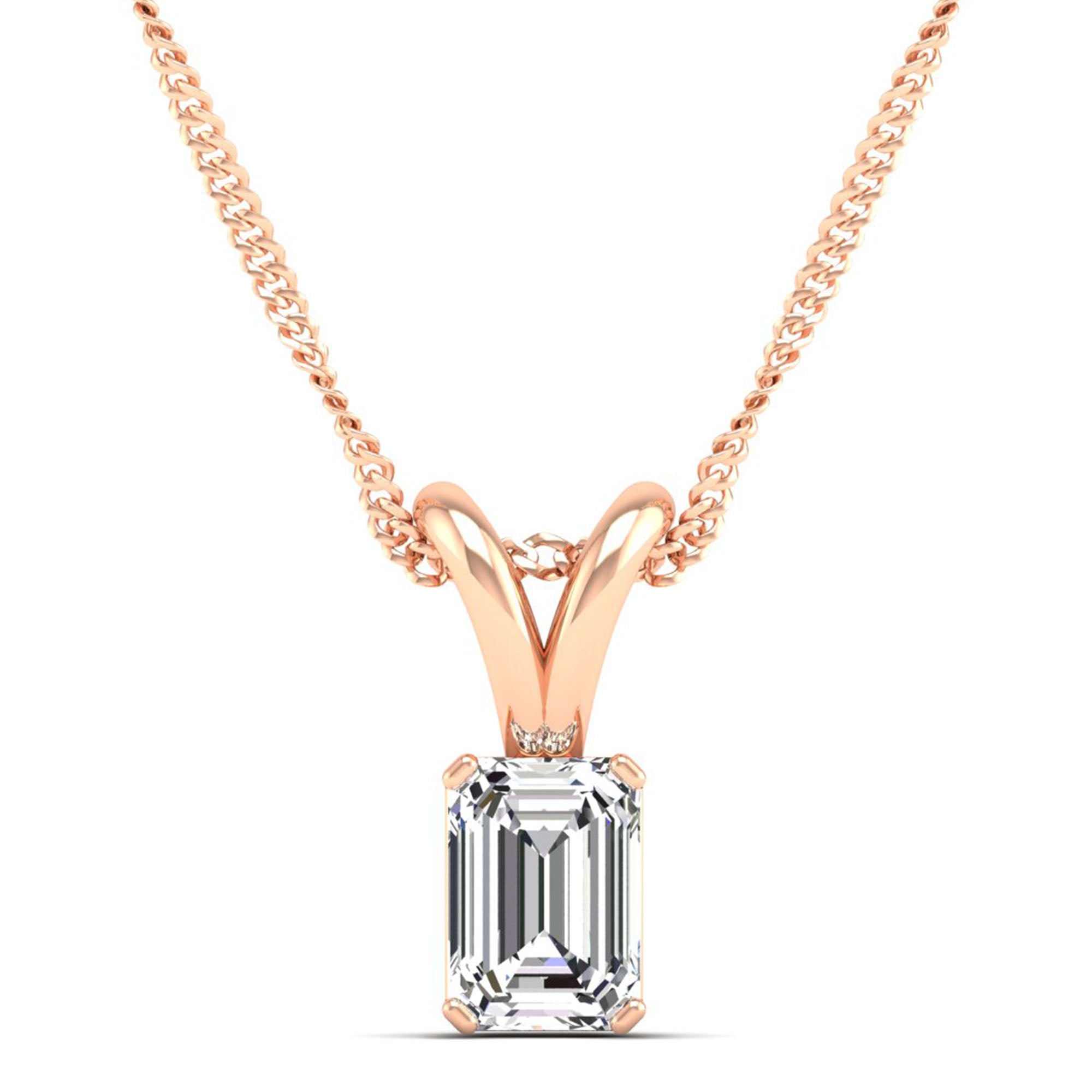 Emerald Cut Lab Grown Diamond Pendant 3.0 Carat