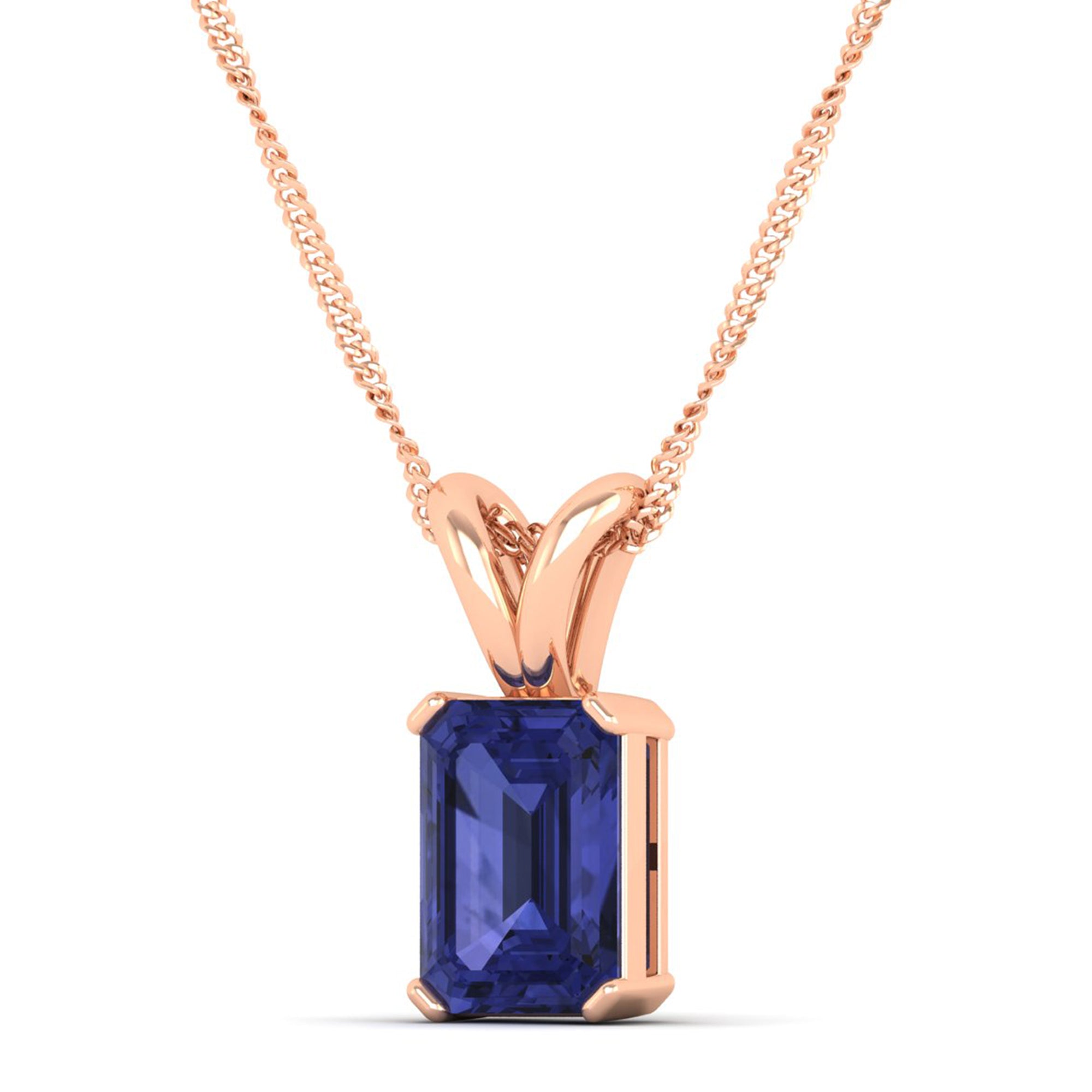 Emerald Cut Tanzanite Gemstone Pendant 3.0 Carat
