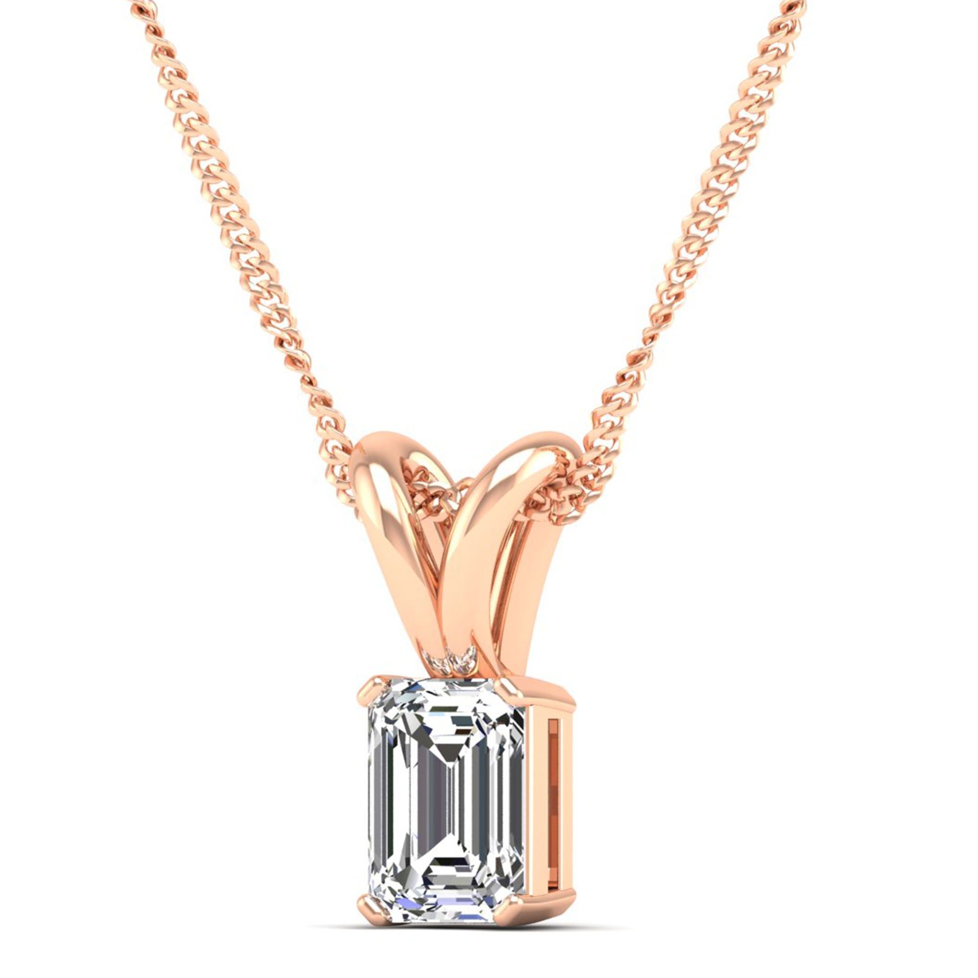 Emerald Cut Lab Grown Diamond Pendant 3.0 Carat