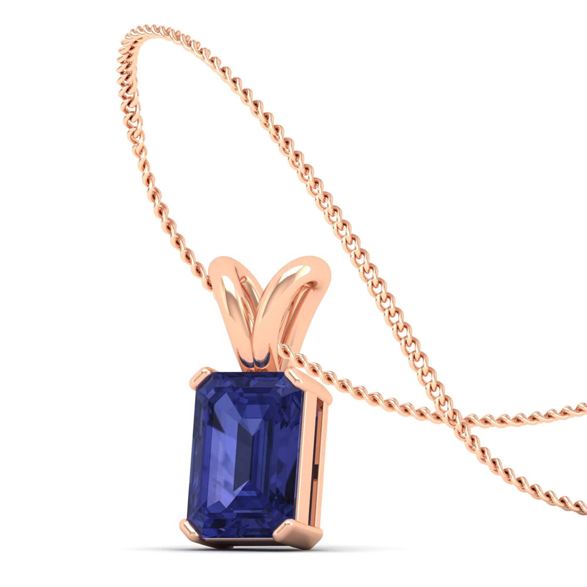Emerald Cut Tanzanite Gemstone Pendant 3.0 Carat