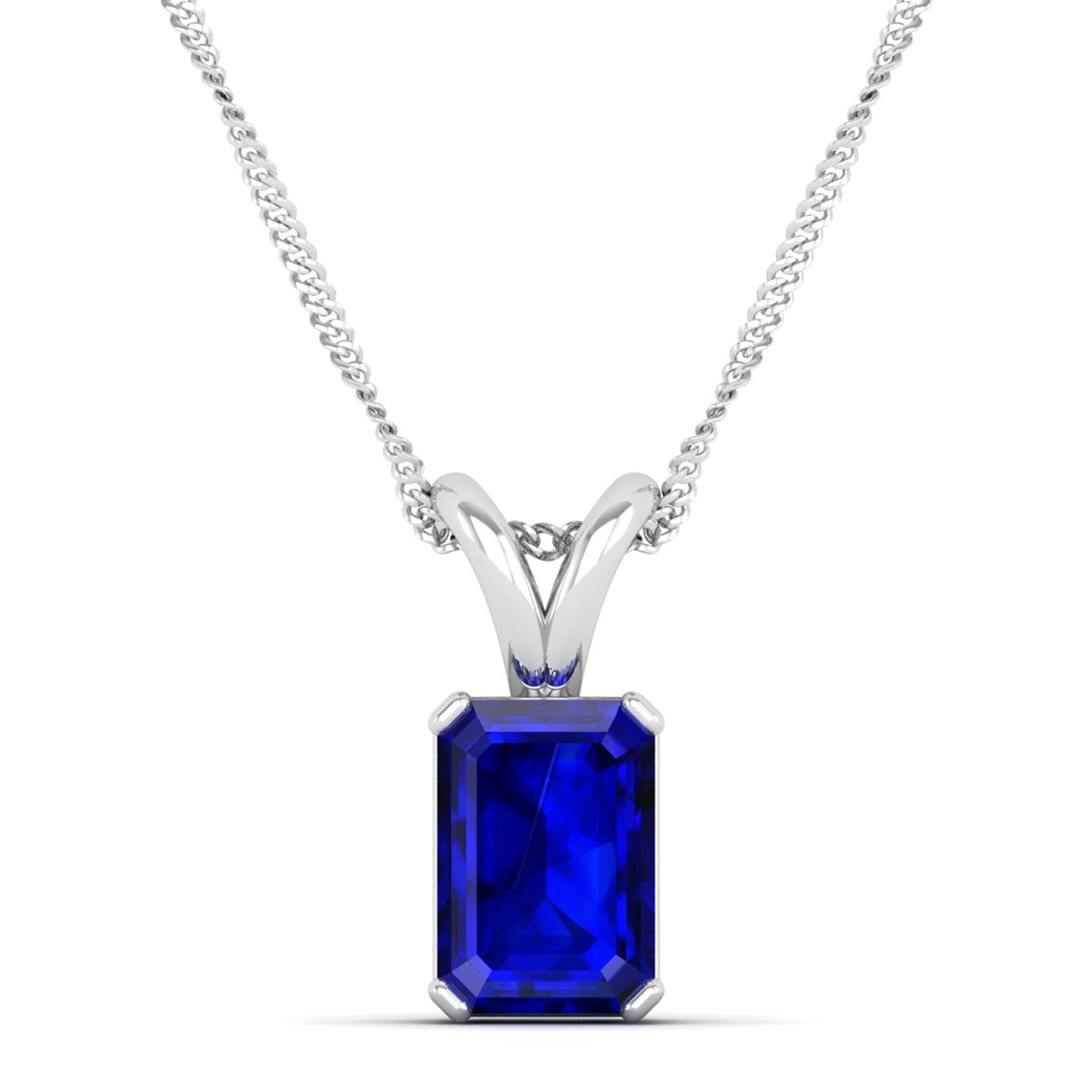 Emerald Cut Sapphire Gemstone Pendant 3.0 Carat