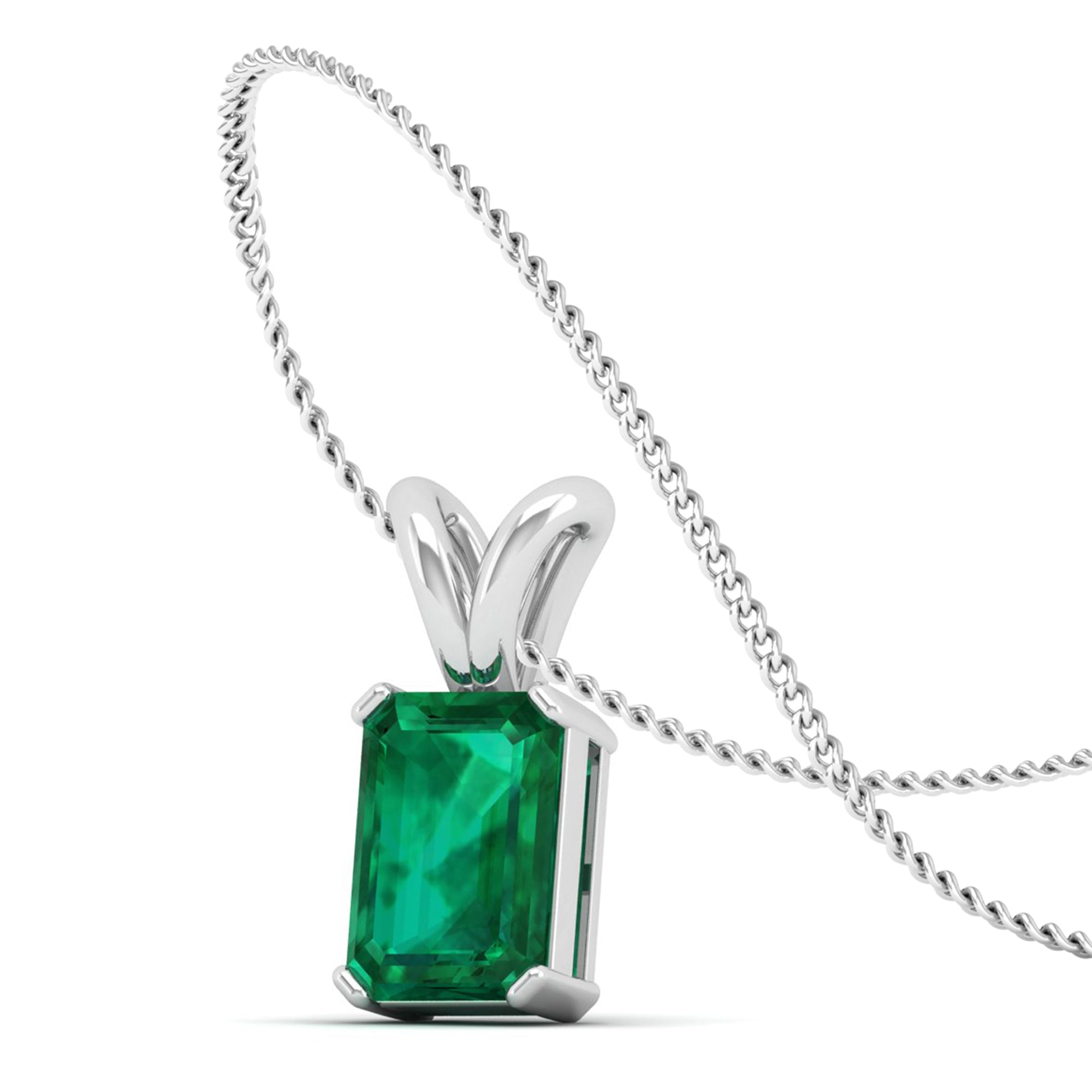 Emerald Cut Emerald Gemstone Pendant 3.0 Carat