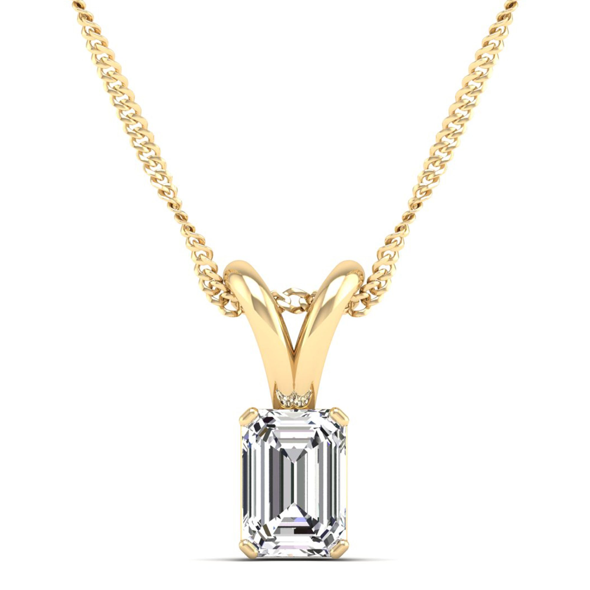 Emerald Cut Lab Grown Diamond Pendant 3.0 Carat