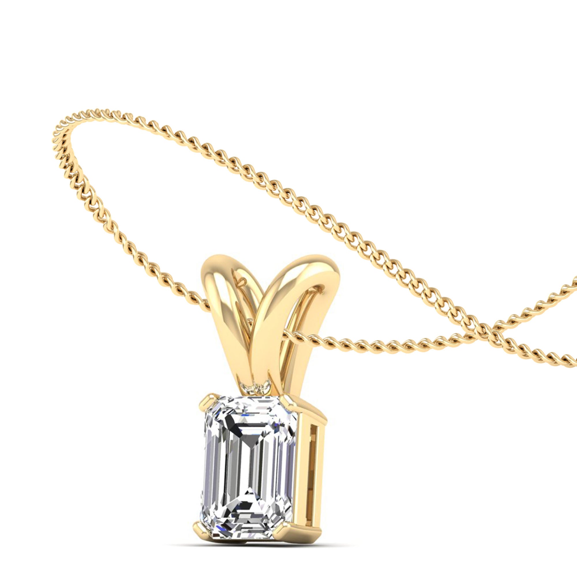 Emerald Cut Lab Grown Diamond Pendant 3.0 Carat