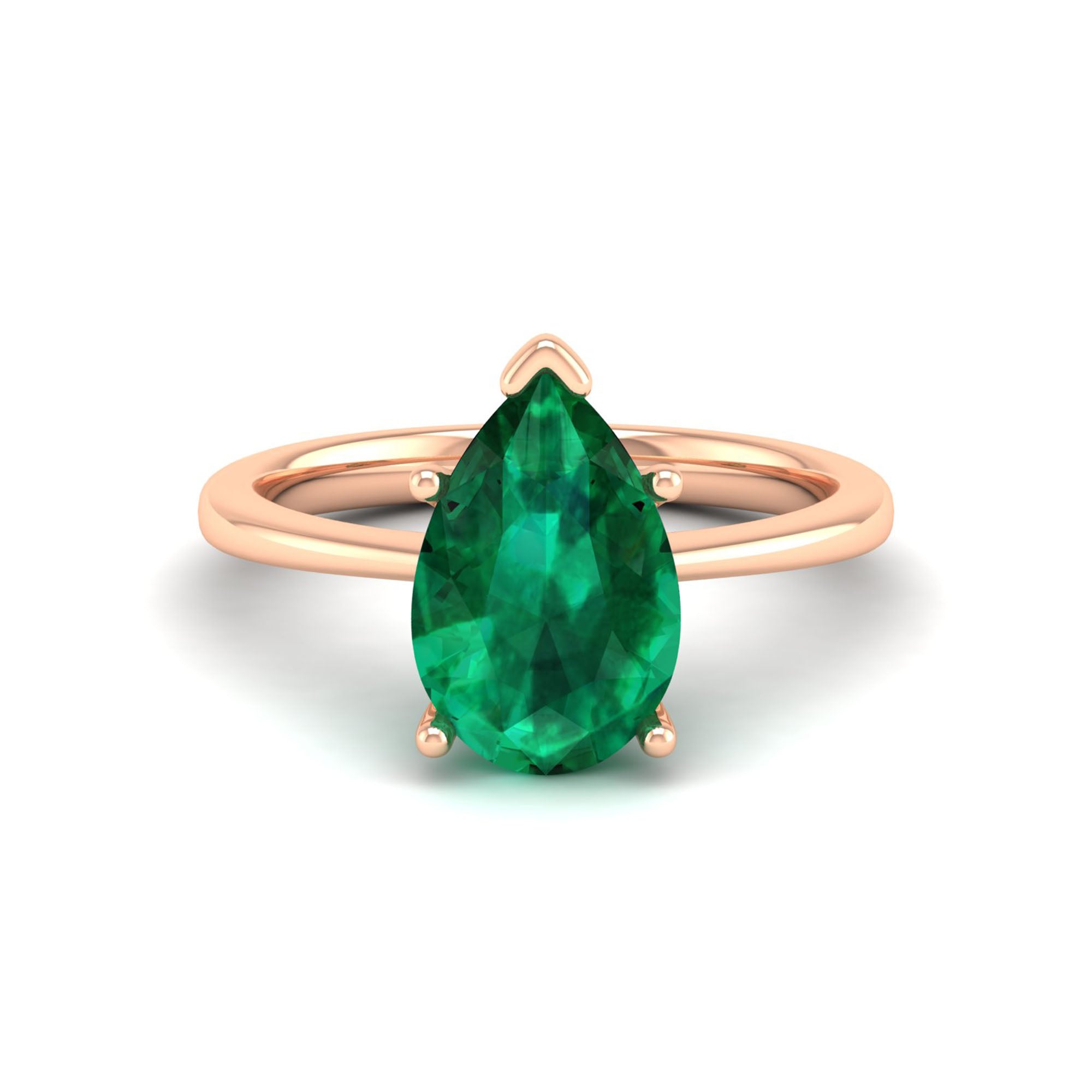 Celestar Classic Pear Emerald Solitaire Ring