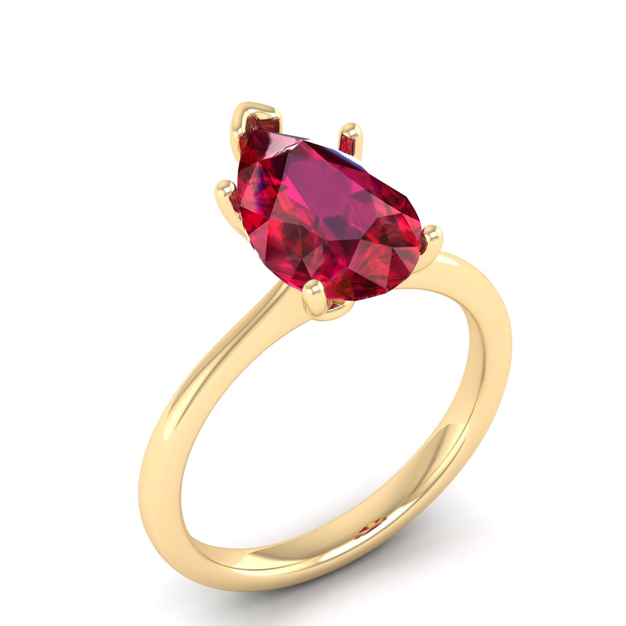 Celestar Classic Pear Ruby Solitaire Ring