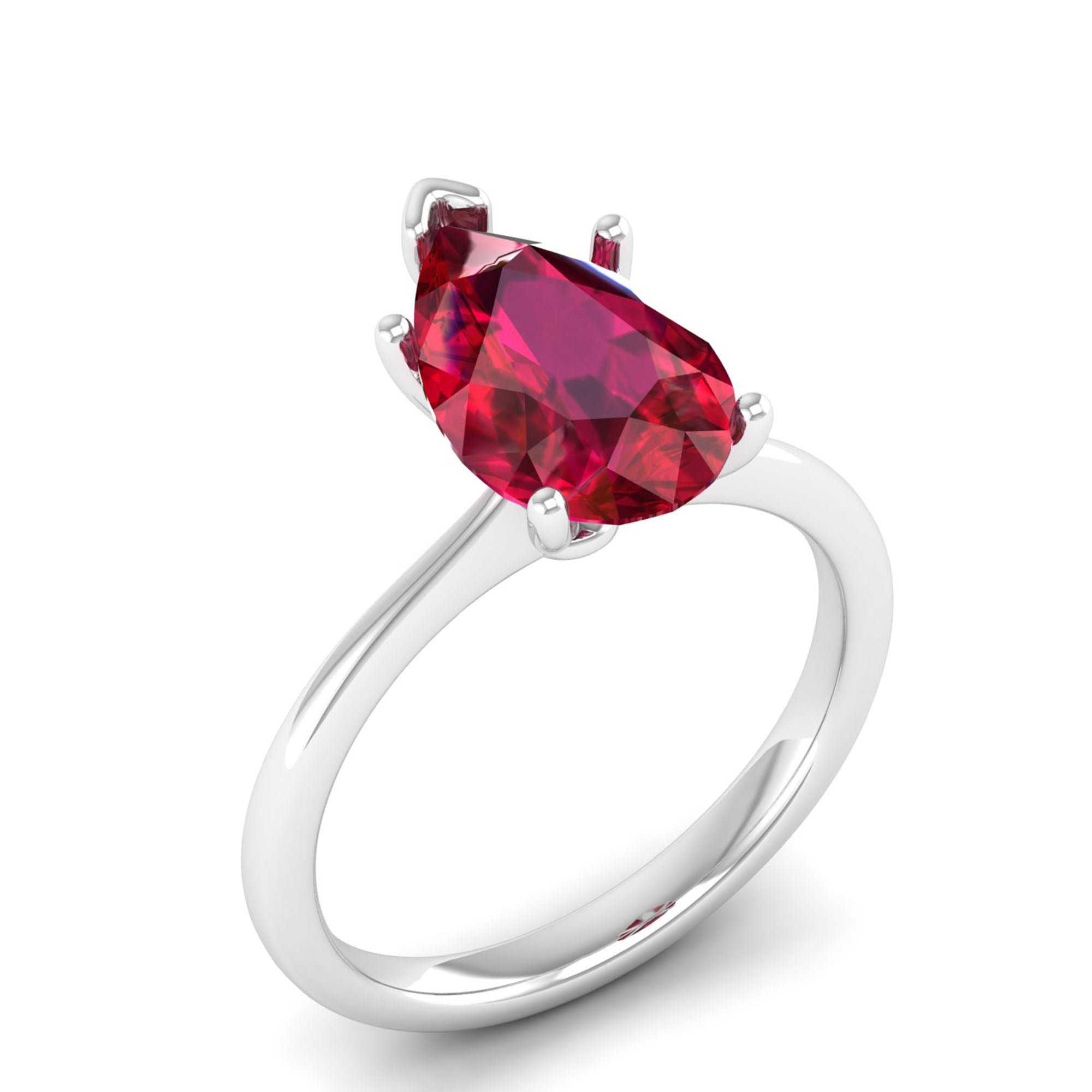 Celestar Classic Pear Ruby Solitaire Ring