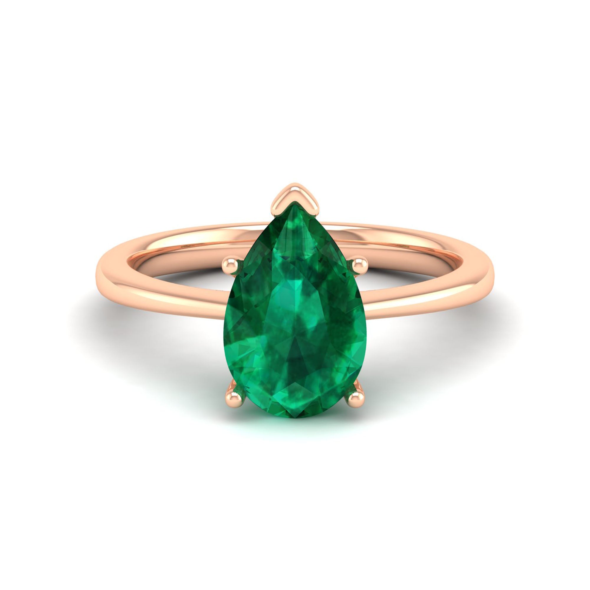 Celestar Classic Pear Emerald Solitaire Ring 2.5 Carat