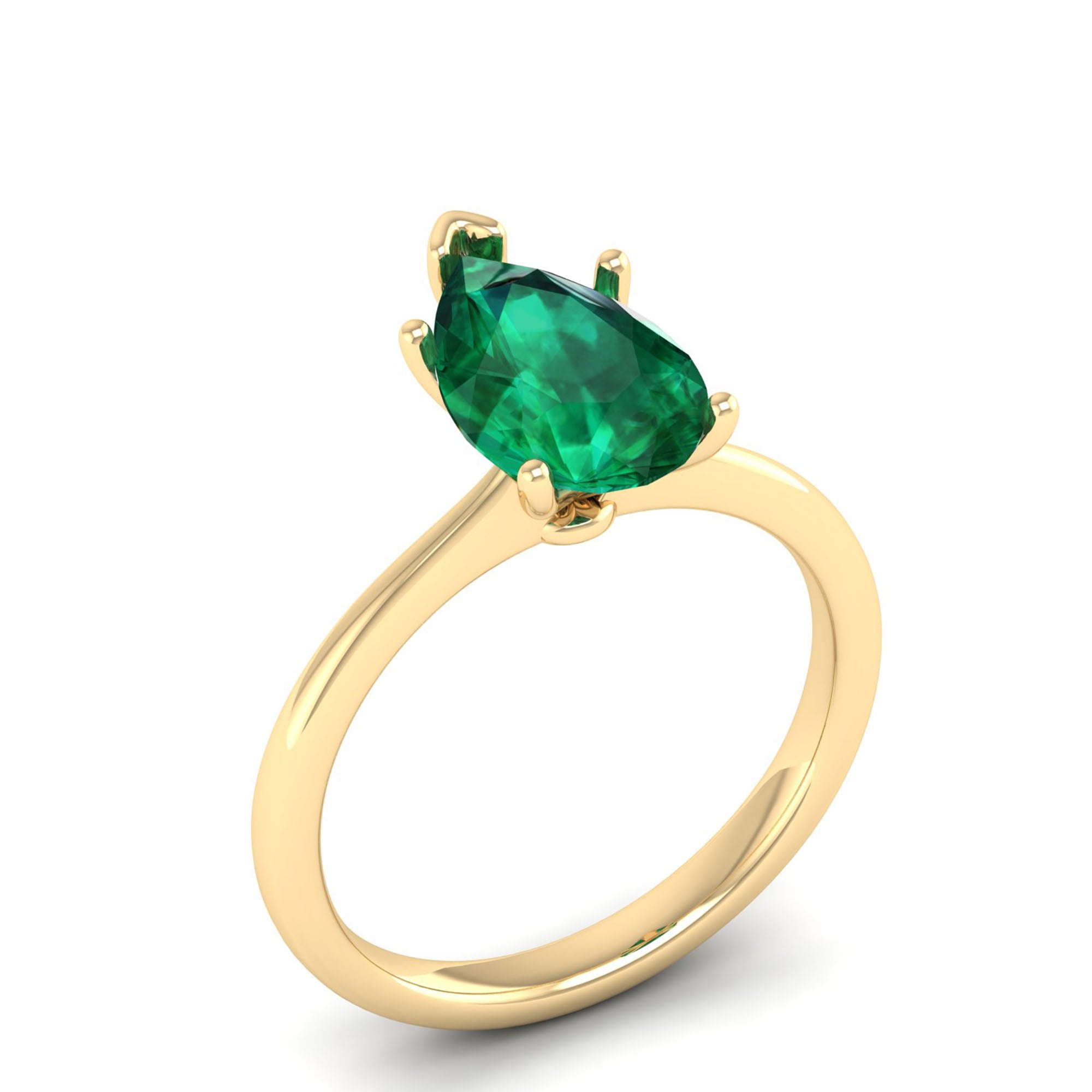 Celestar Classic Pear Emerald Solitaire Ring 2.5 Carat