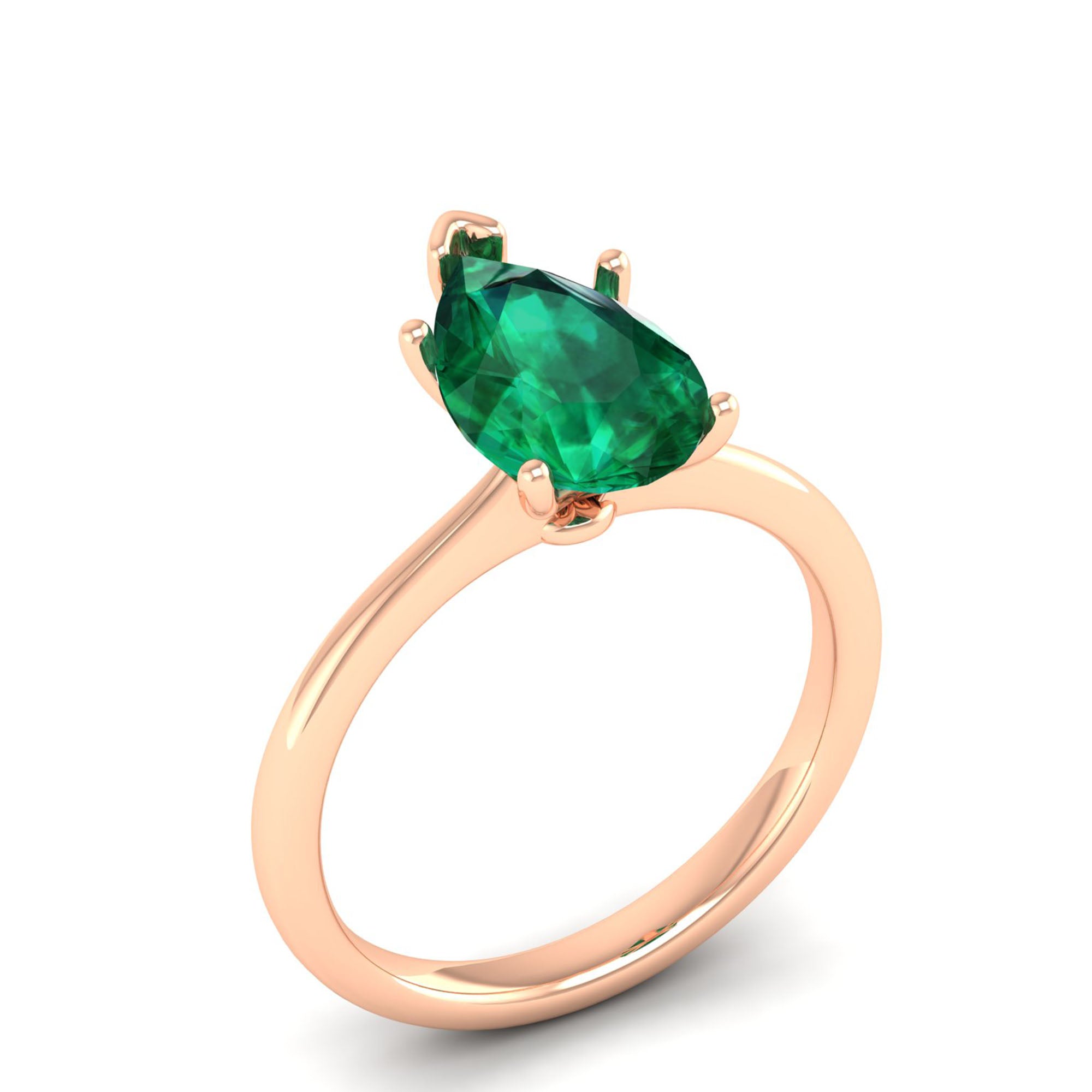 Celestar Classic Pear Emerald Solitaire Ring 2.5 Carat