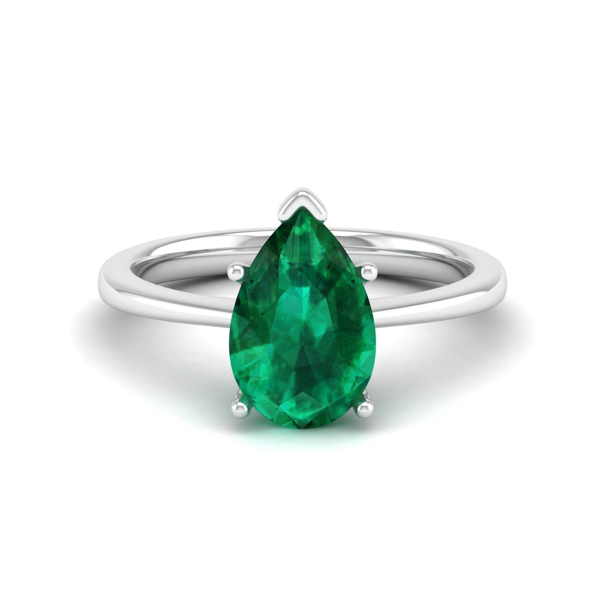 Celestar Classic Pear Emerald Solitaire Ring 2.5 Carat