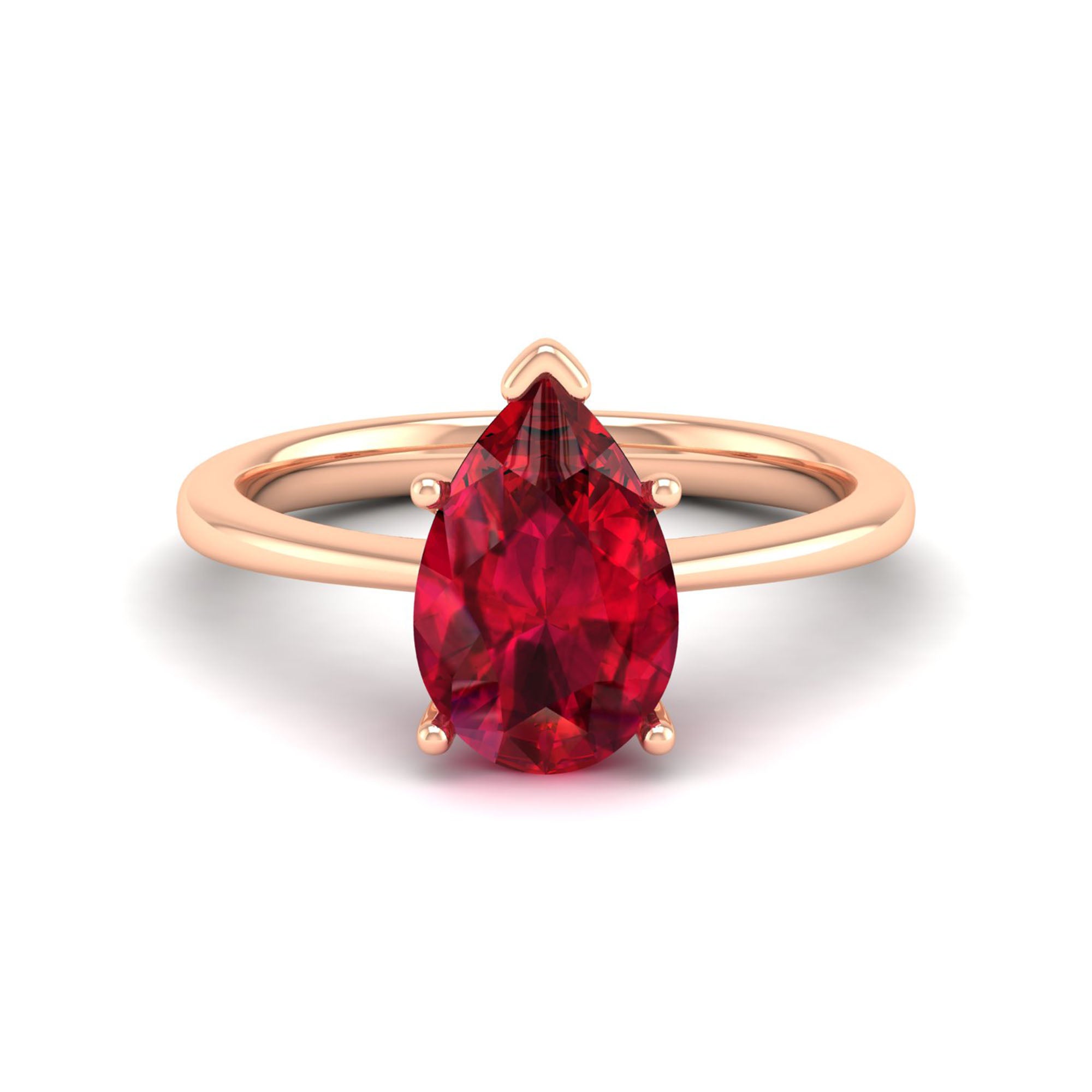Celestar Classic Pear Ruby Solitaire Ring 2.5 Carat