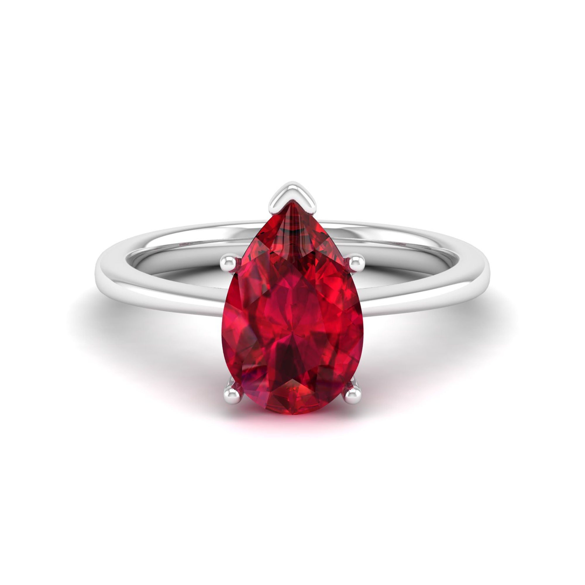 Celestar Classic Pear Ruby Solitaire Ring 2.5 Carat