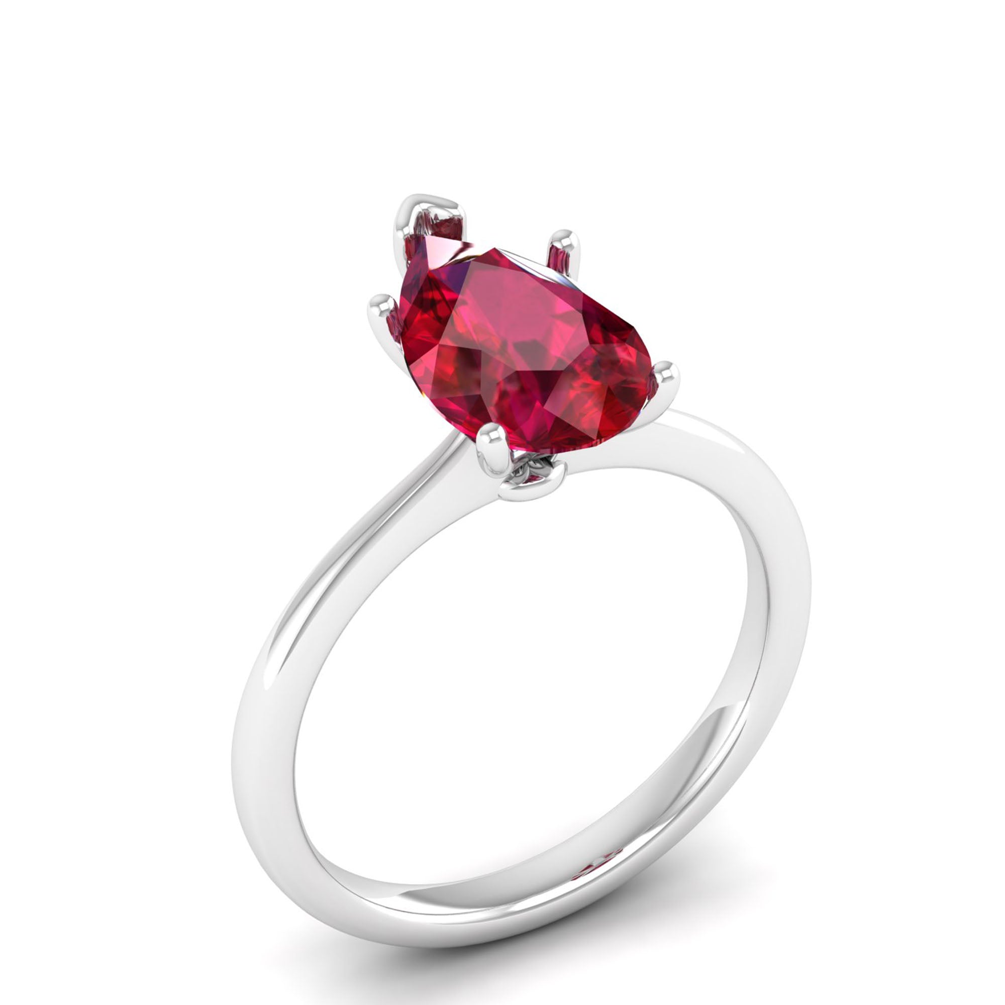 Celestar Classic Pear Ruby Solitaire Ring 2.5 Carat