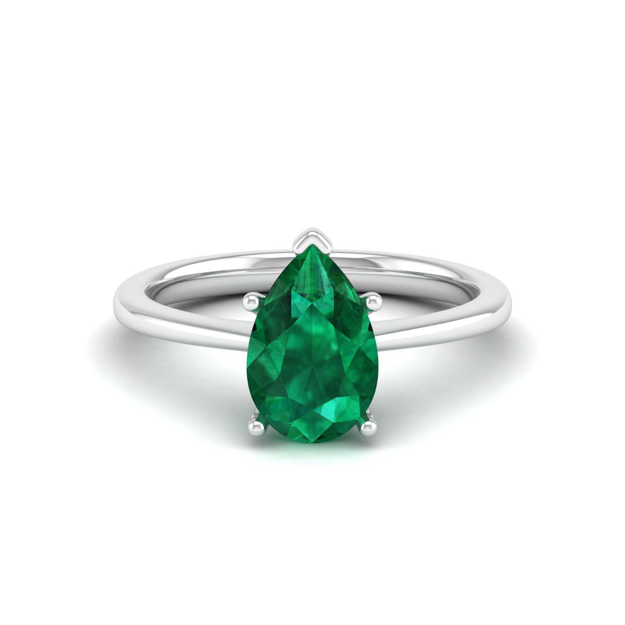 Celestar Classic Pear Emerald Solitaire Ring – 2.00 Carat