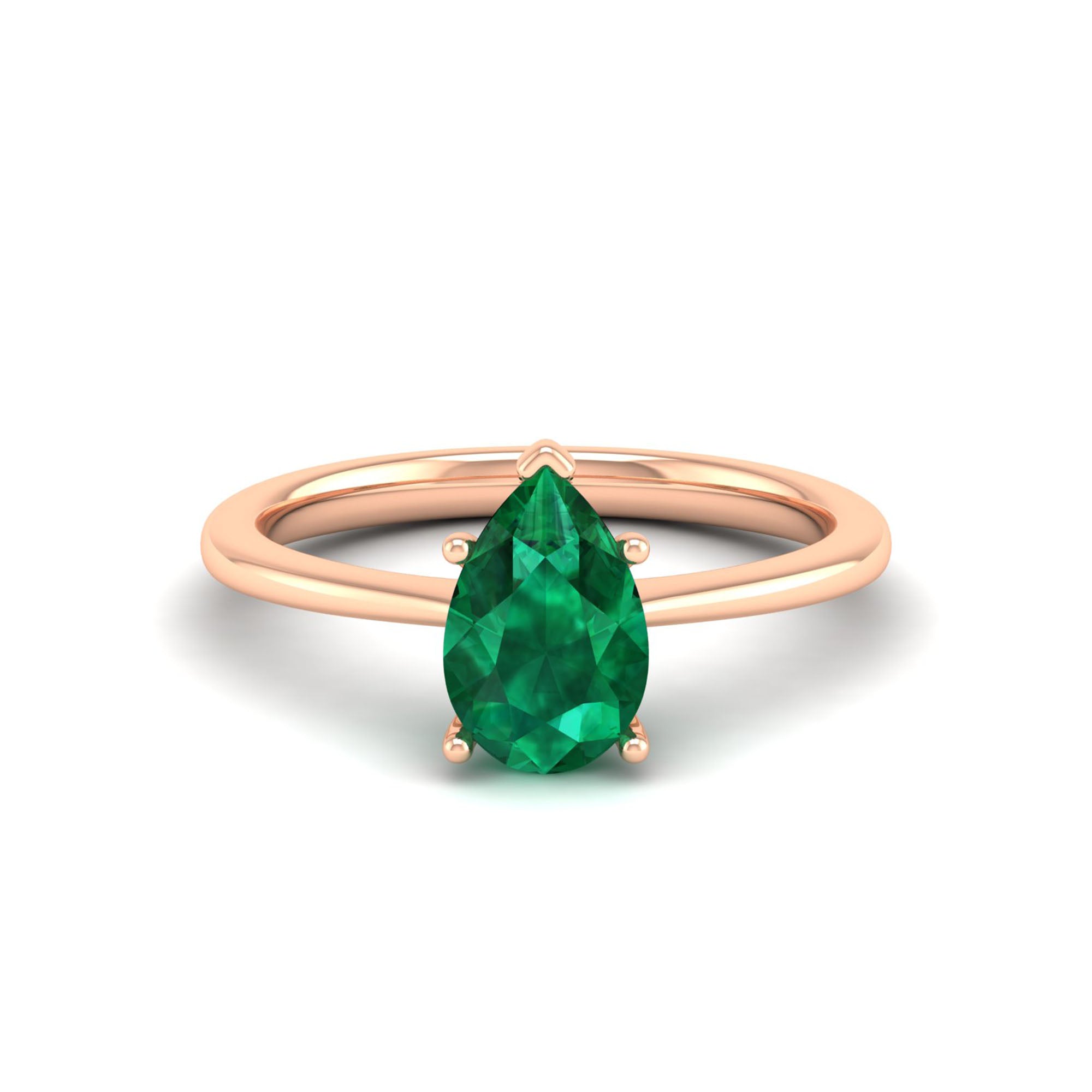 Celestar Classic Pear Emerald Solitaire Ring 1.5-Carat