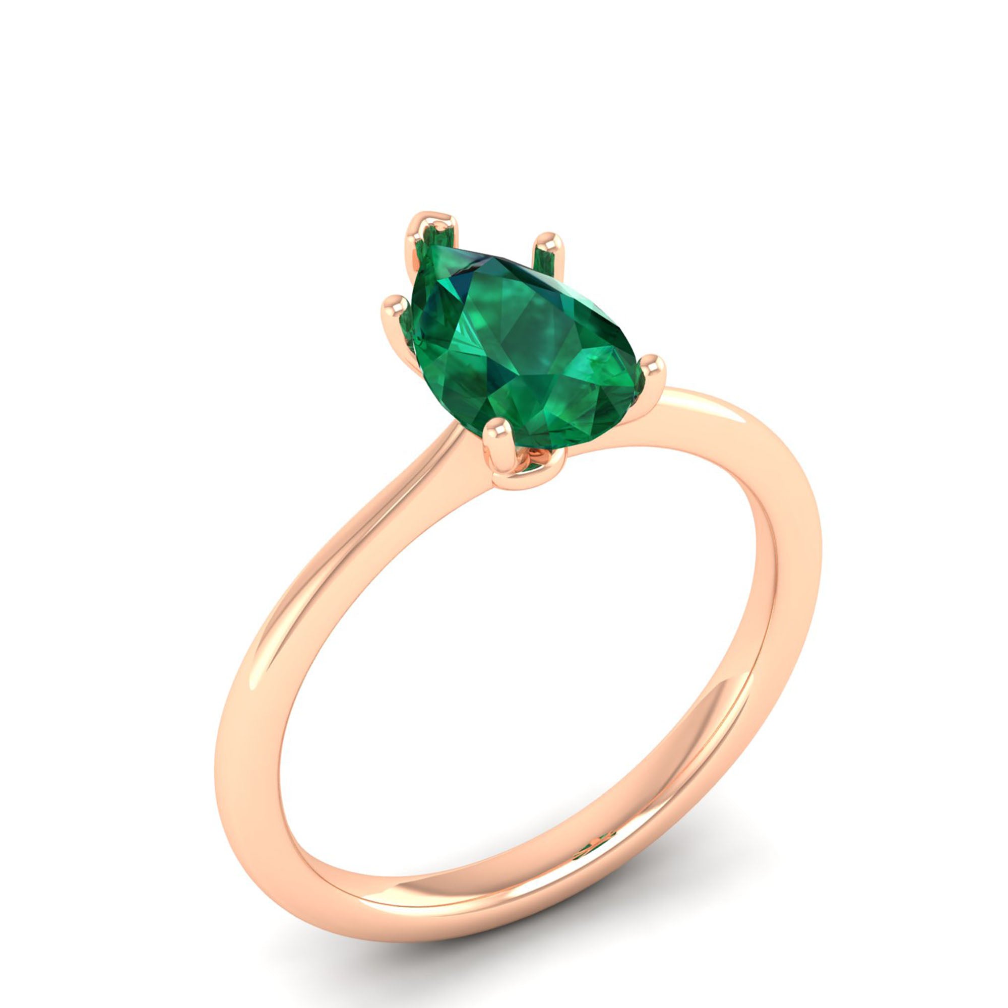 Celestar Classic Pear Emerald Solitaire Ring 1.5-Carat