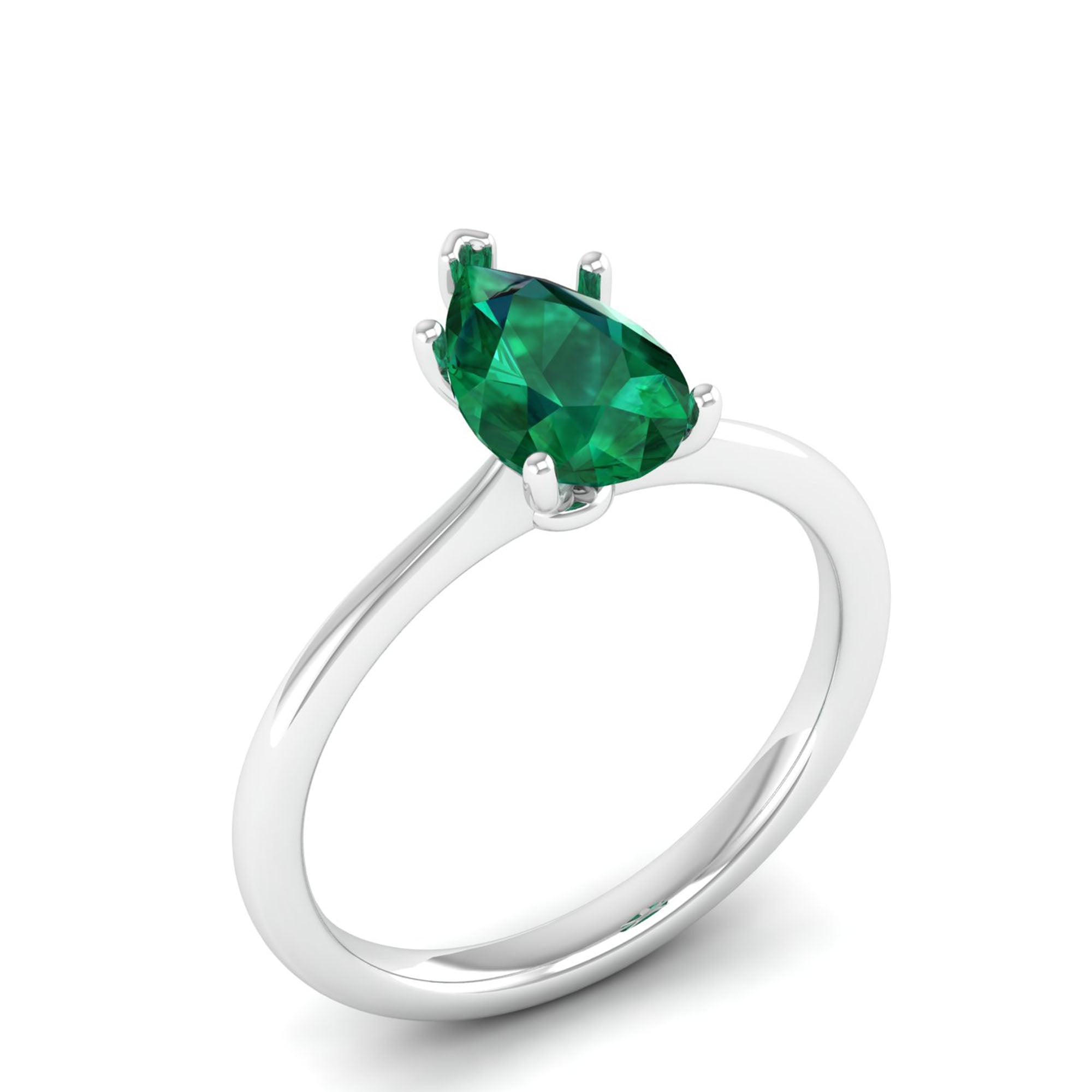 Celestar Classic Pear Emerald Solitaire Ring 1.5-Carat