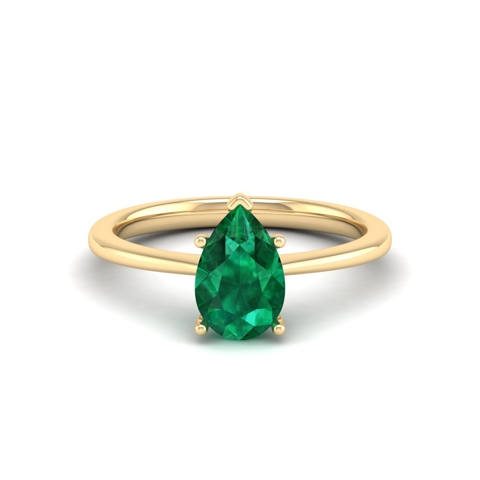 Celestar Classic Pear Emerald Solitaire Ring 1.5-Carat