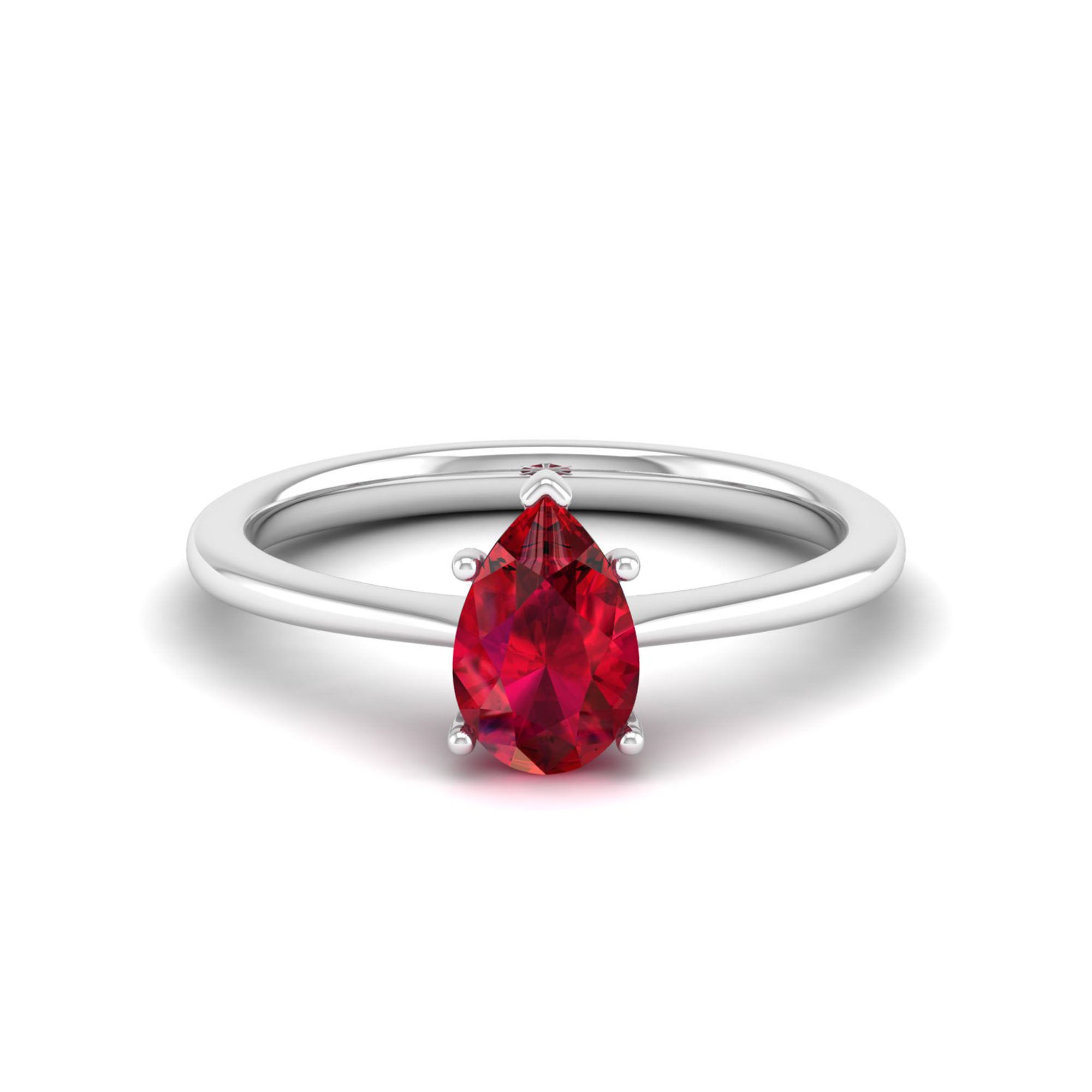 Celestar Classic Pear Ruby Solitaire Ring 1.0 Carat