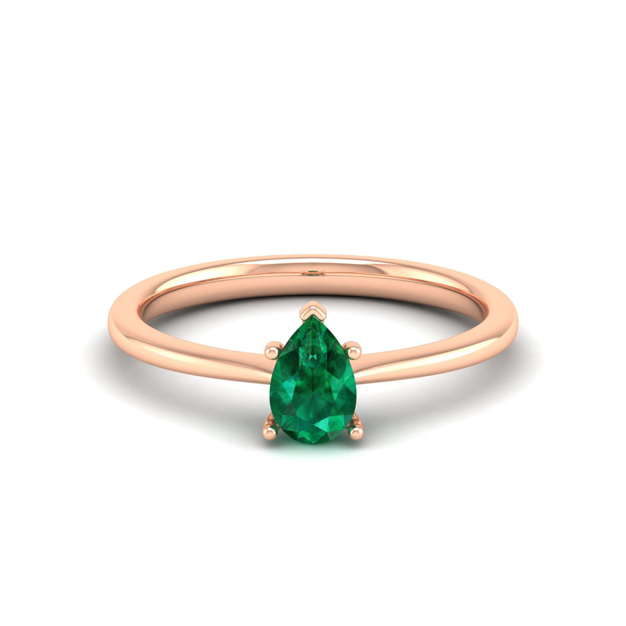 Celestar Petite Pear Emerald Solitaire Ring 0.50 Carat