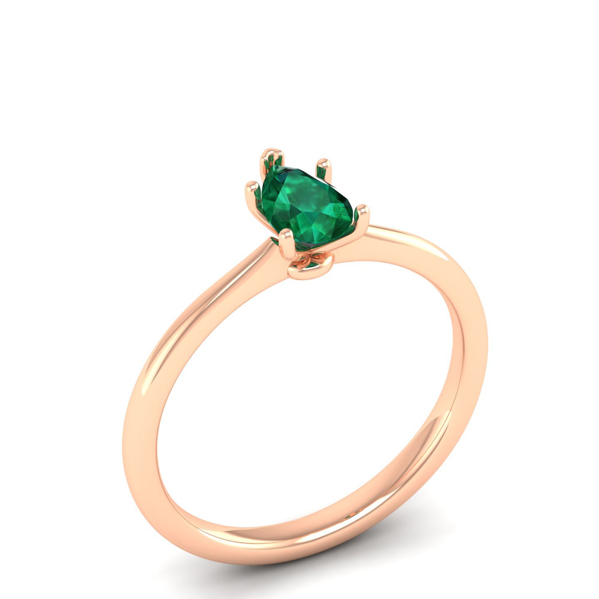 Celestar Petite Pear Emerald Solitaire Ring 0.50 Carat