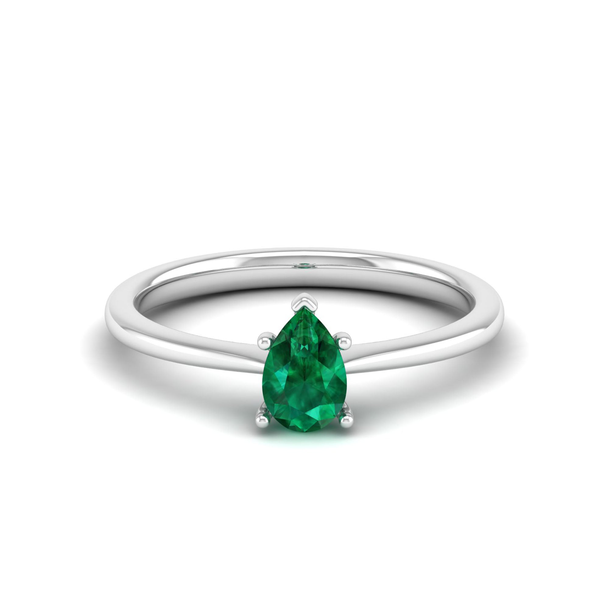 Celestar Petite Pear Emerald Solitaire Ring 0.50 Carat