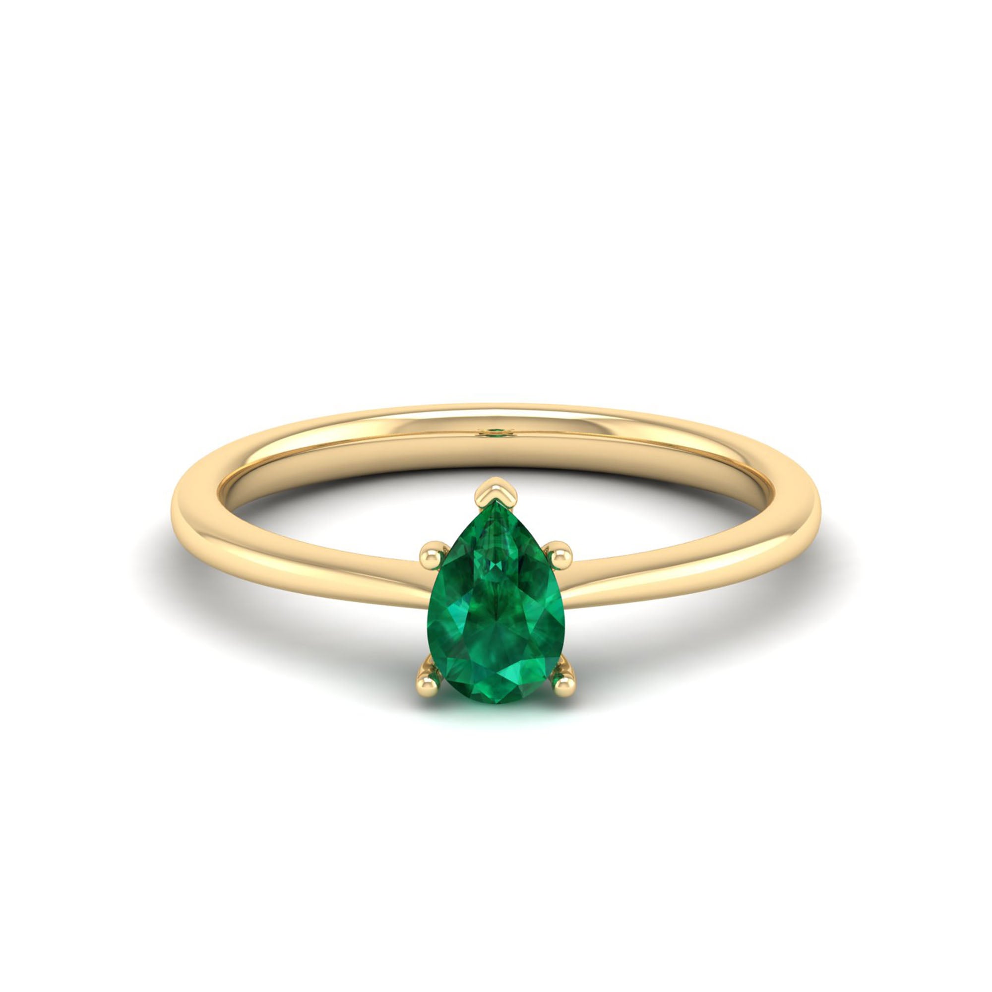 Celestar Petite Pear Emerald Solitaire Ring 0.50 Carat