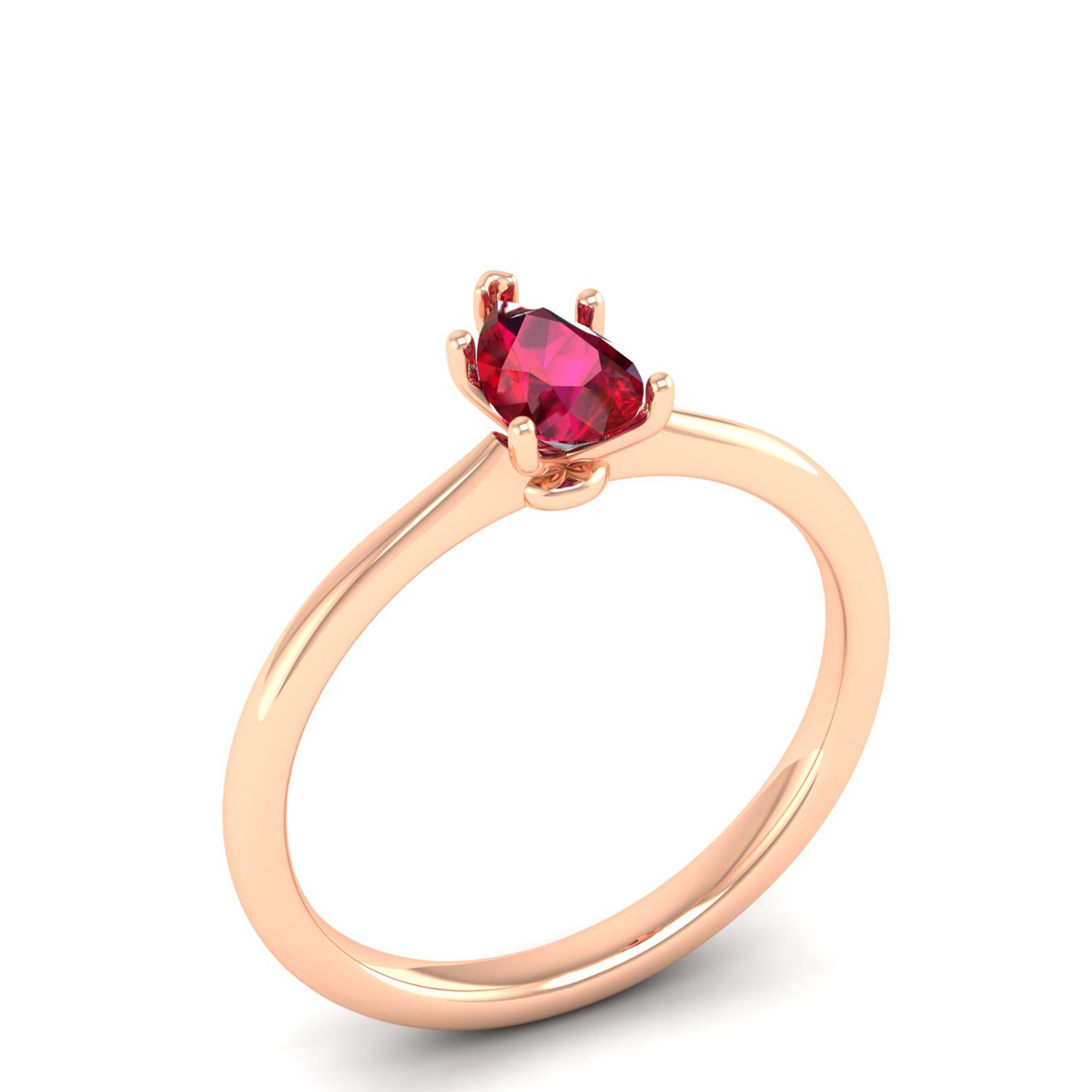 Celestar Petite Pear Ruby Solitaire Ring 0.5 Carat