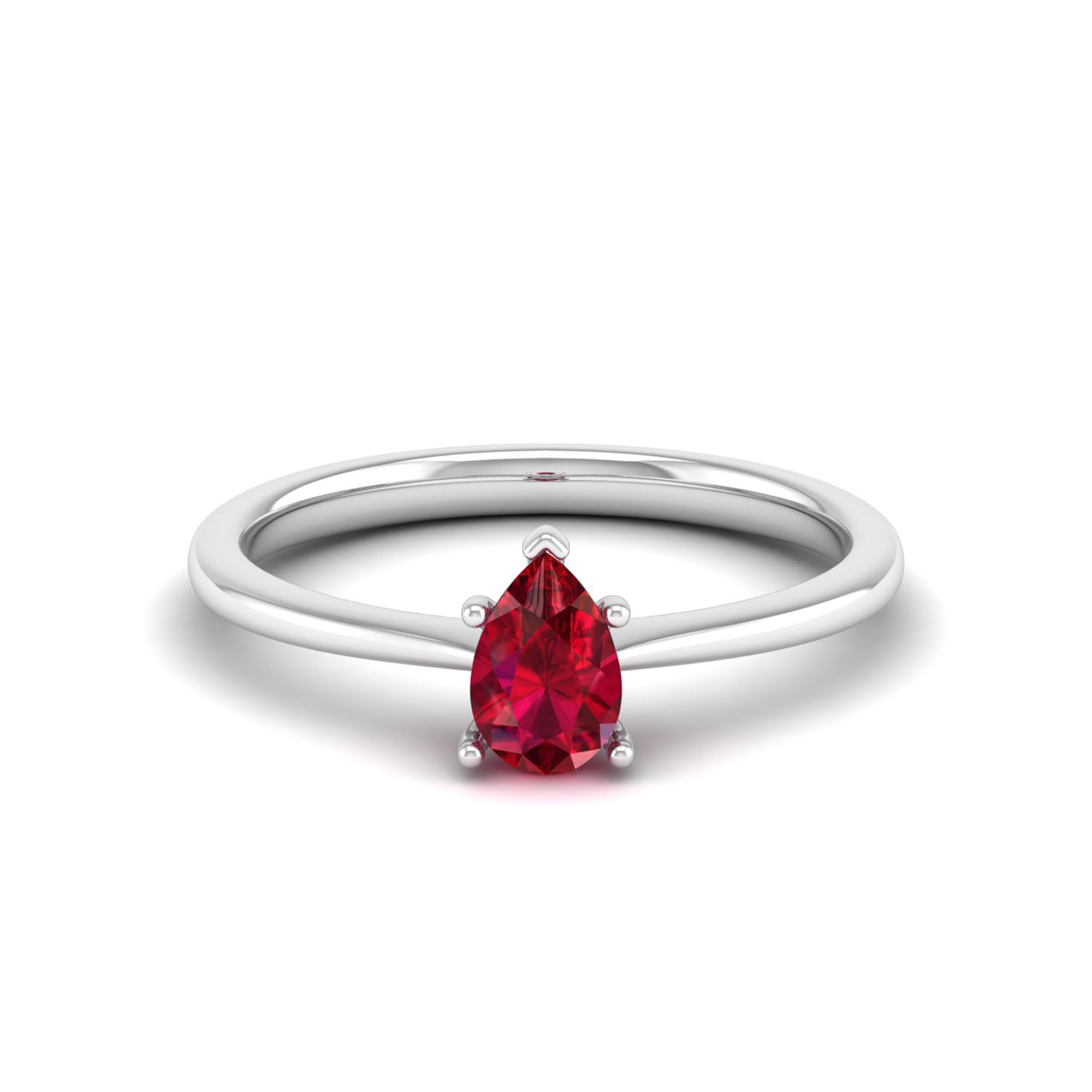 Celestar Petite Pear Ruby Solitaire Ring 0.5 Carat