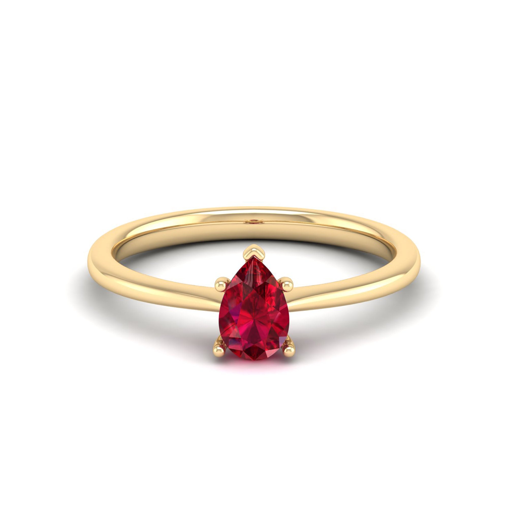 Celestar Petite Pear Ruby Solitaire Ring 0.5 Carat