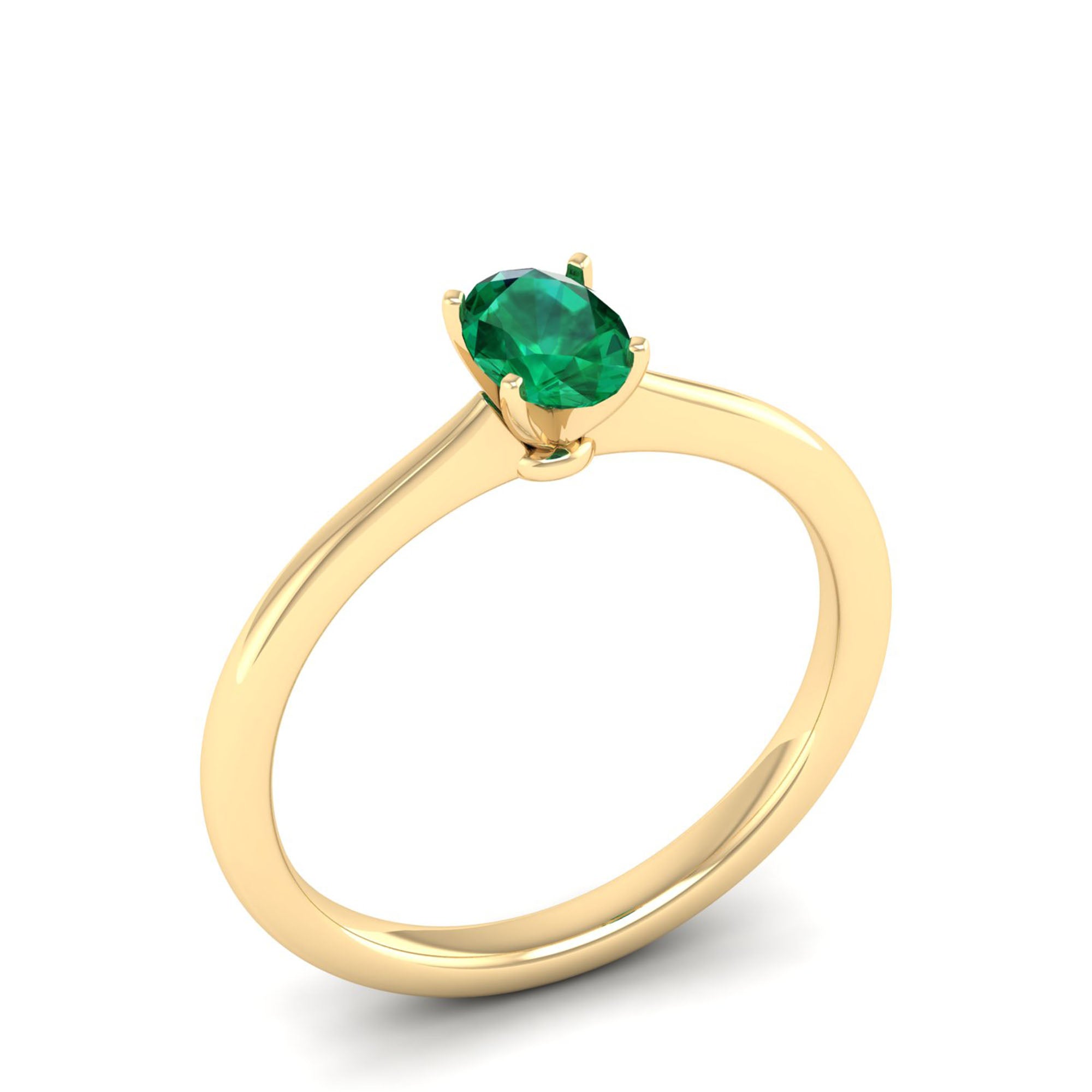 Celestar Classic Oval Emerald Solitaire Ring 0.50 Carat