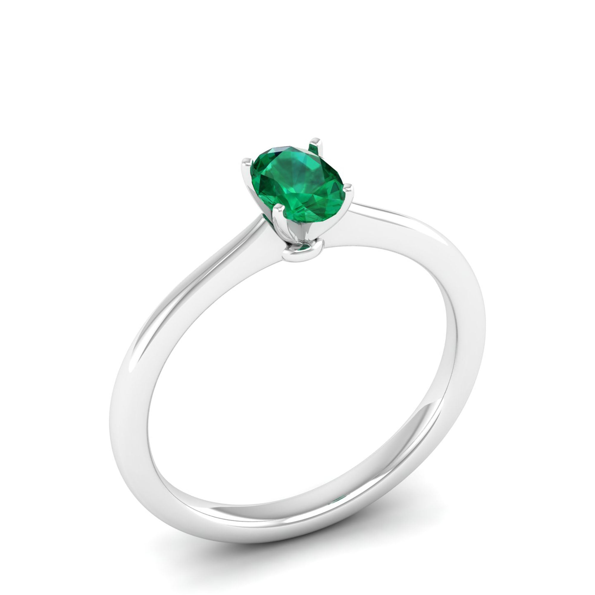 Celestar Classic Oval Emerald Solitaire Ring 0.50 Carat