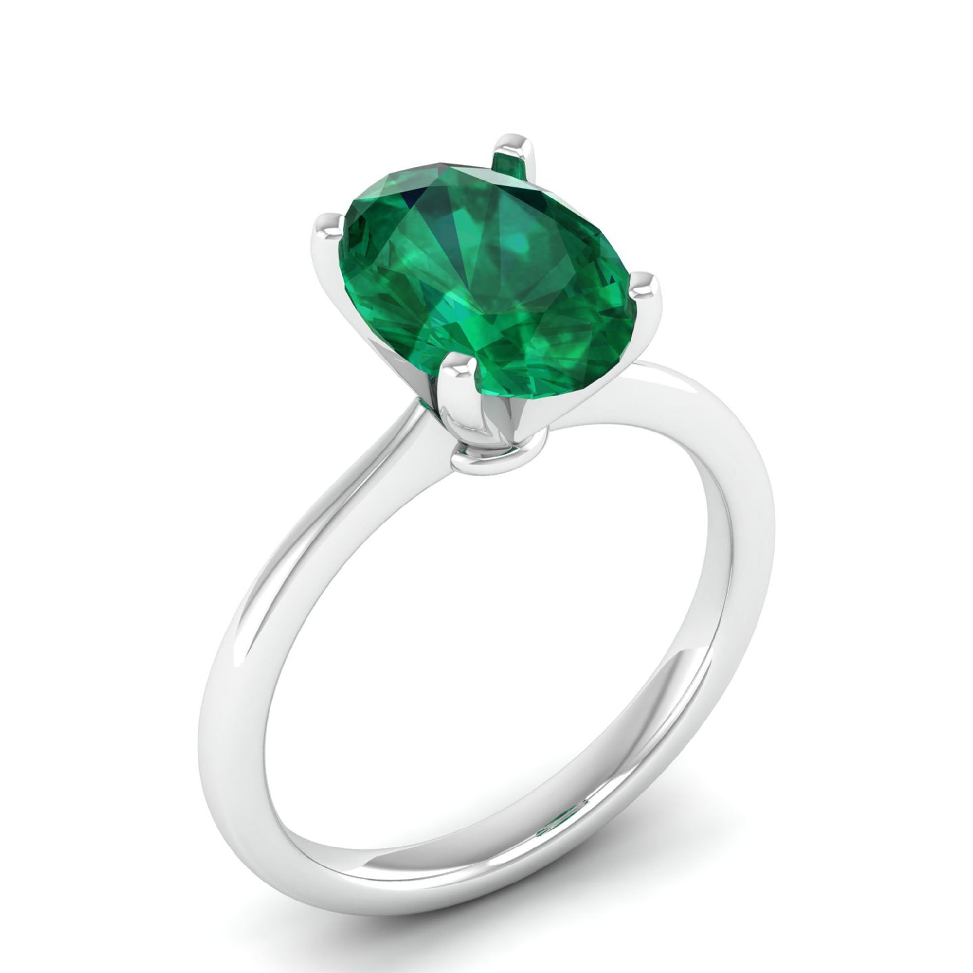 Celestar Classic Oval Emerald Solitaire Ring – 3.0 Carat