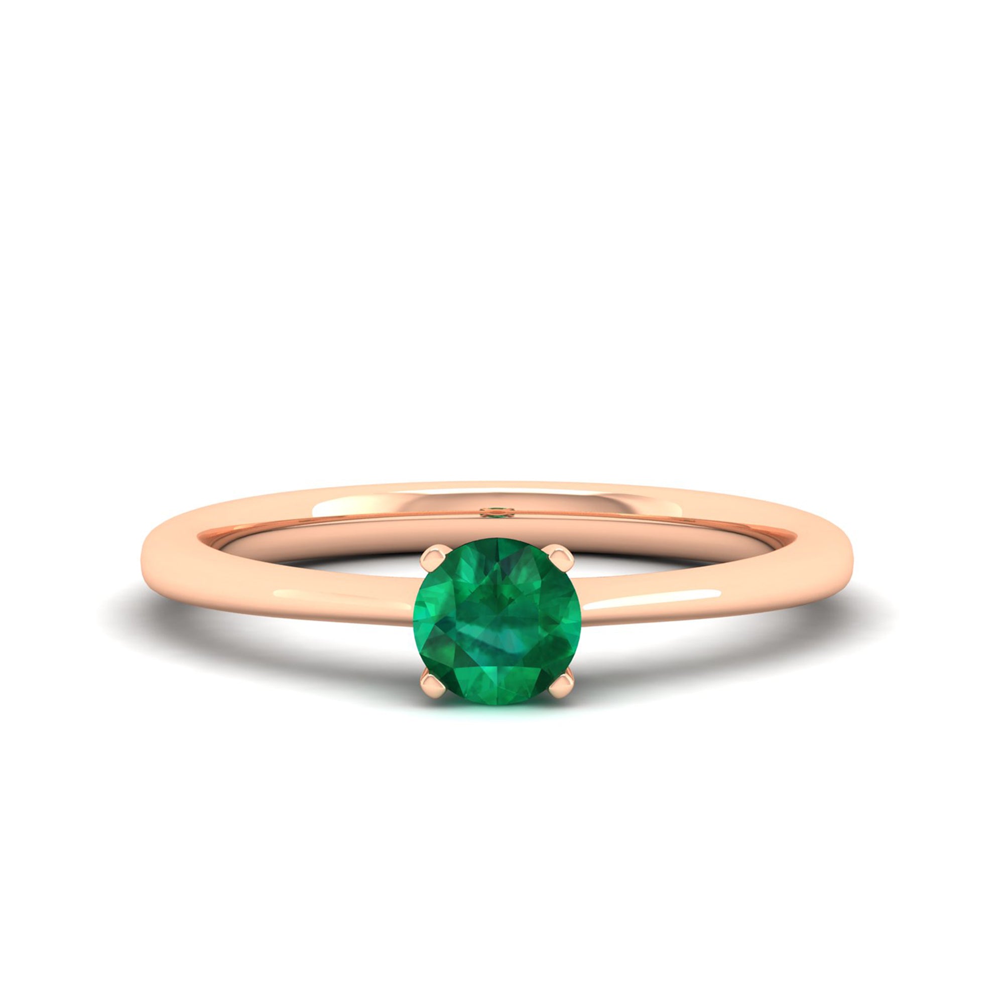 Celestar Classic Round Emerald Solitaire Ring 0.50 Carat