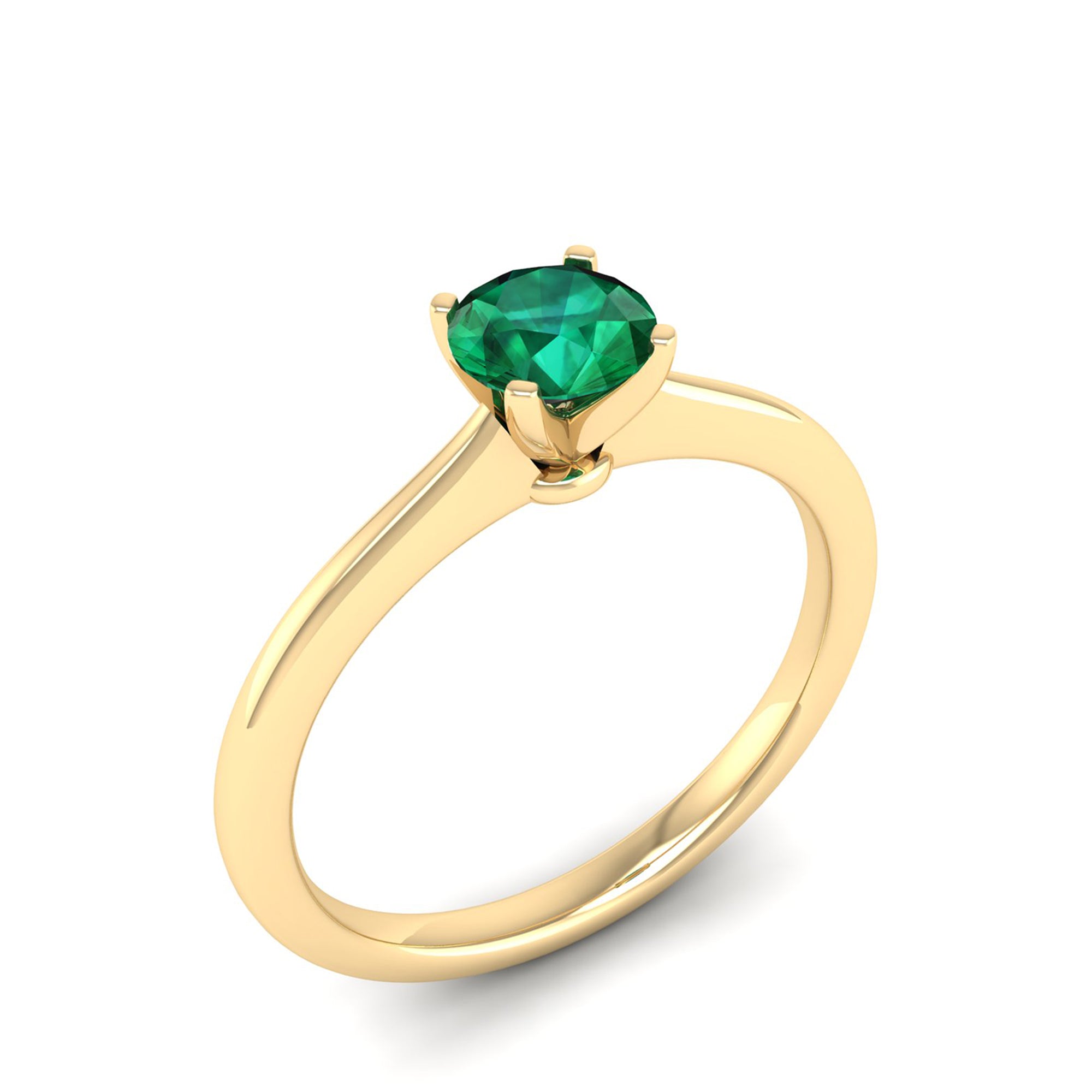 Celestar Classic Round Emerald Solitaire Ring 0.50 Carat