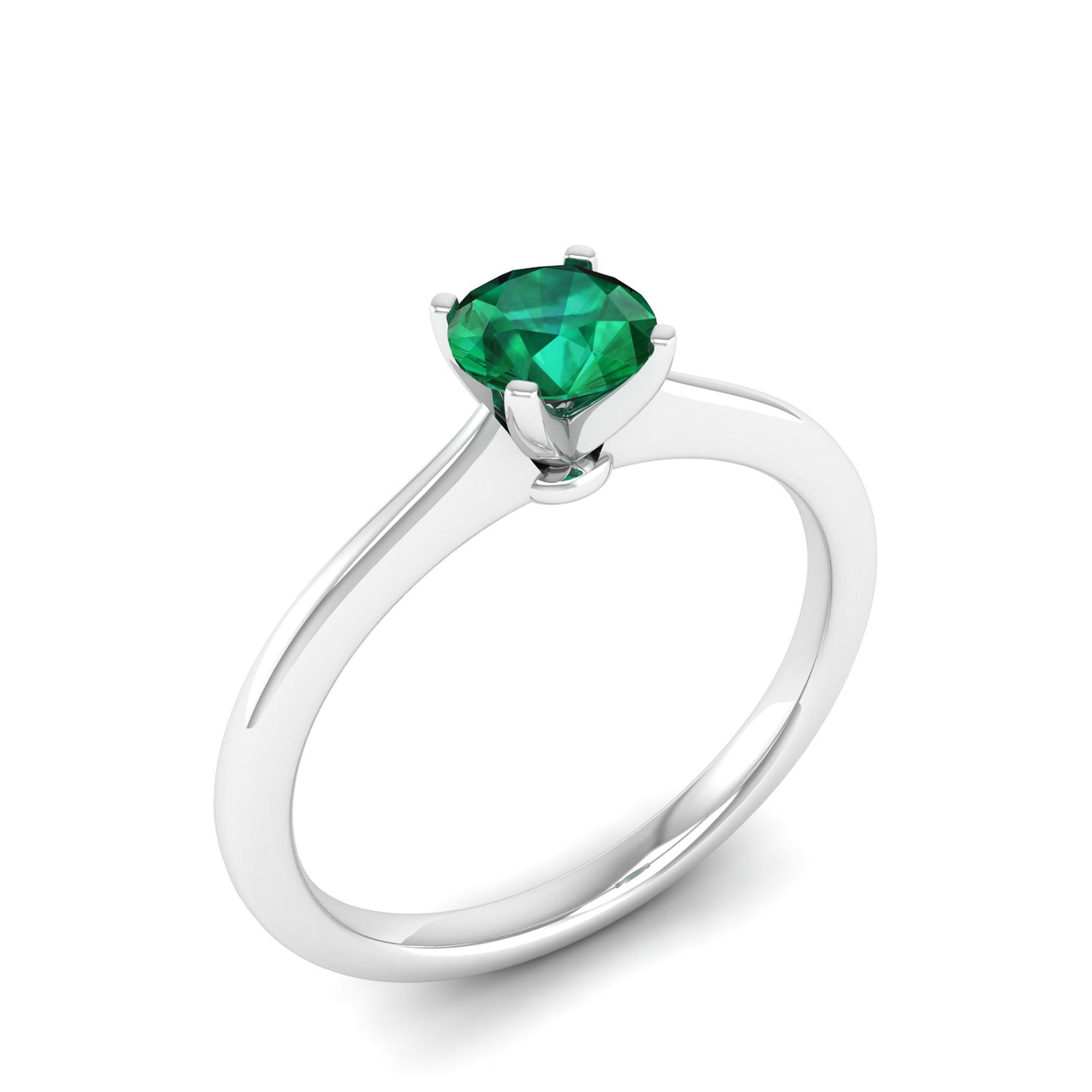Celestar Classic Round Emerald Solitaire Ring 0.50 Carat