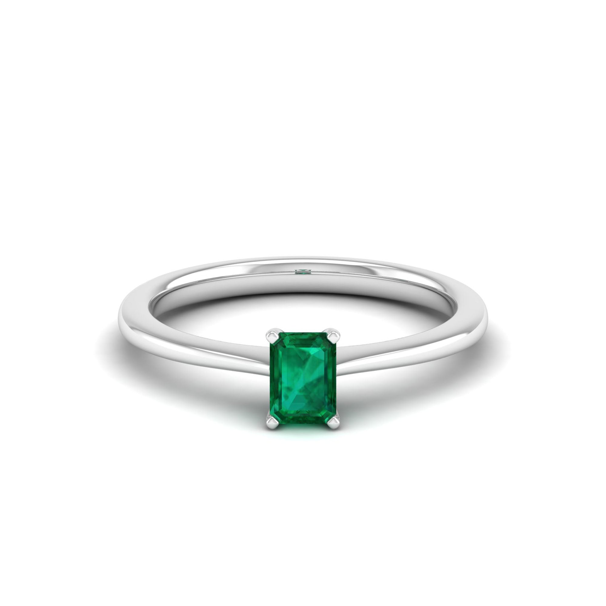 Celestar Emerald-Cut Emerald Solitaire Ring 0.5 Carat