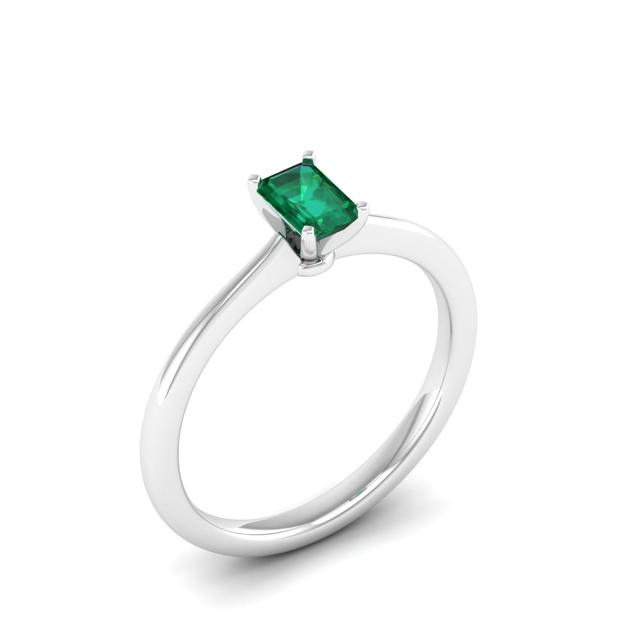 Celestar Emerald-Cut Emerald Solitaire Ring 0.5 Carat
