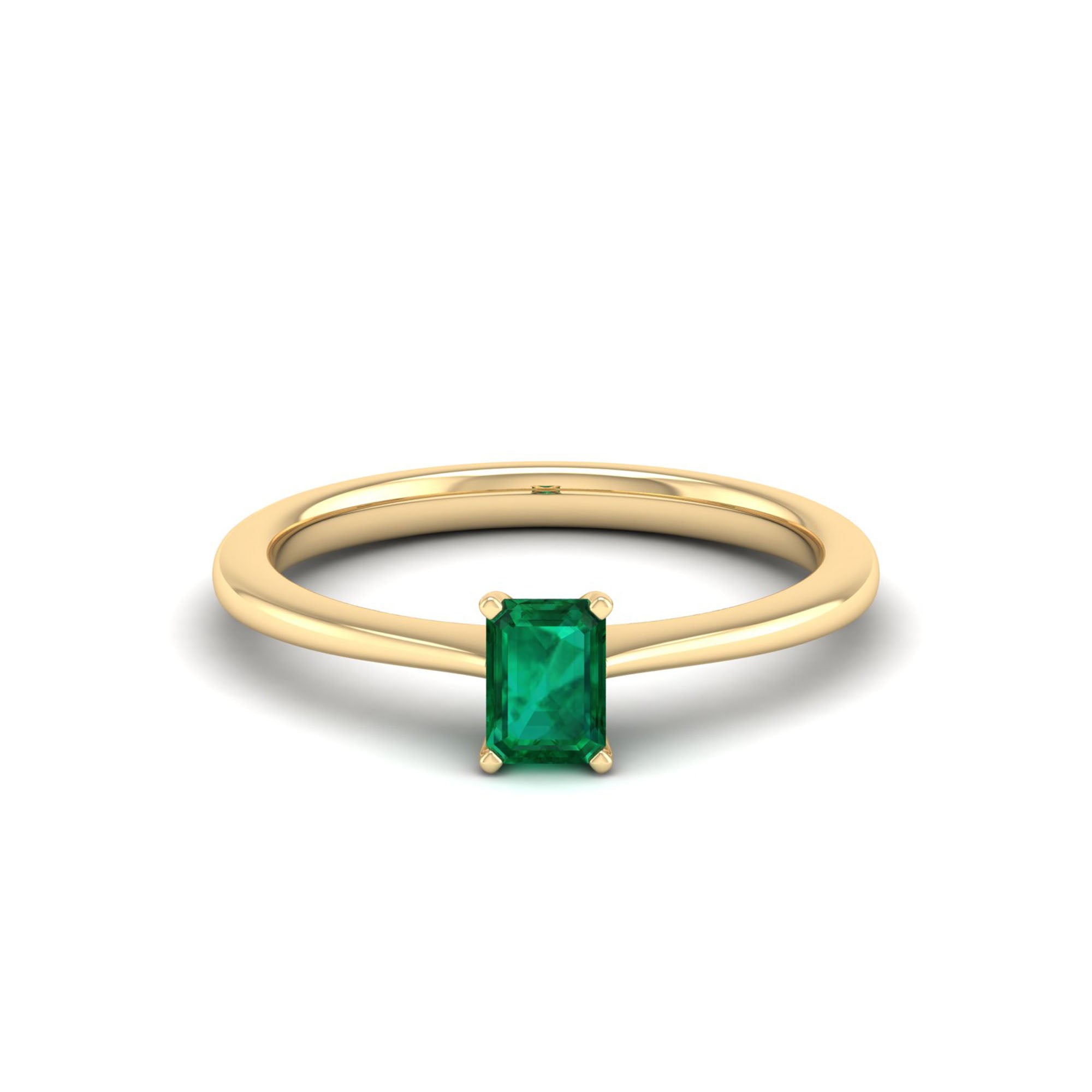 Celestar Emerald-Cut Emerald Solitaire Ring 0.5 Carat