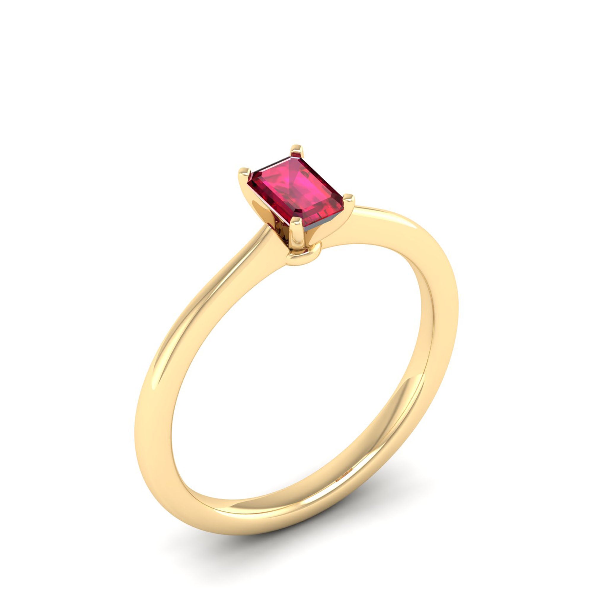 Celestar Emerald-Cut Ruby Solitaire Ring 0.50 Carat