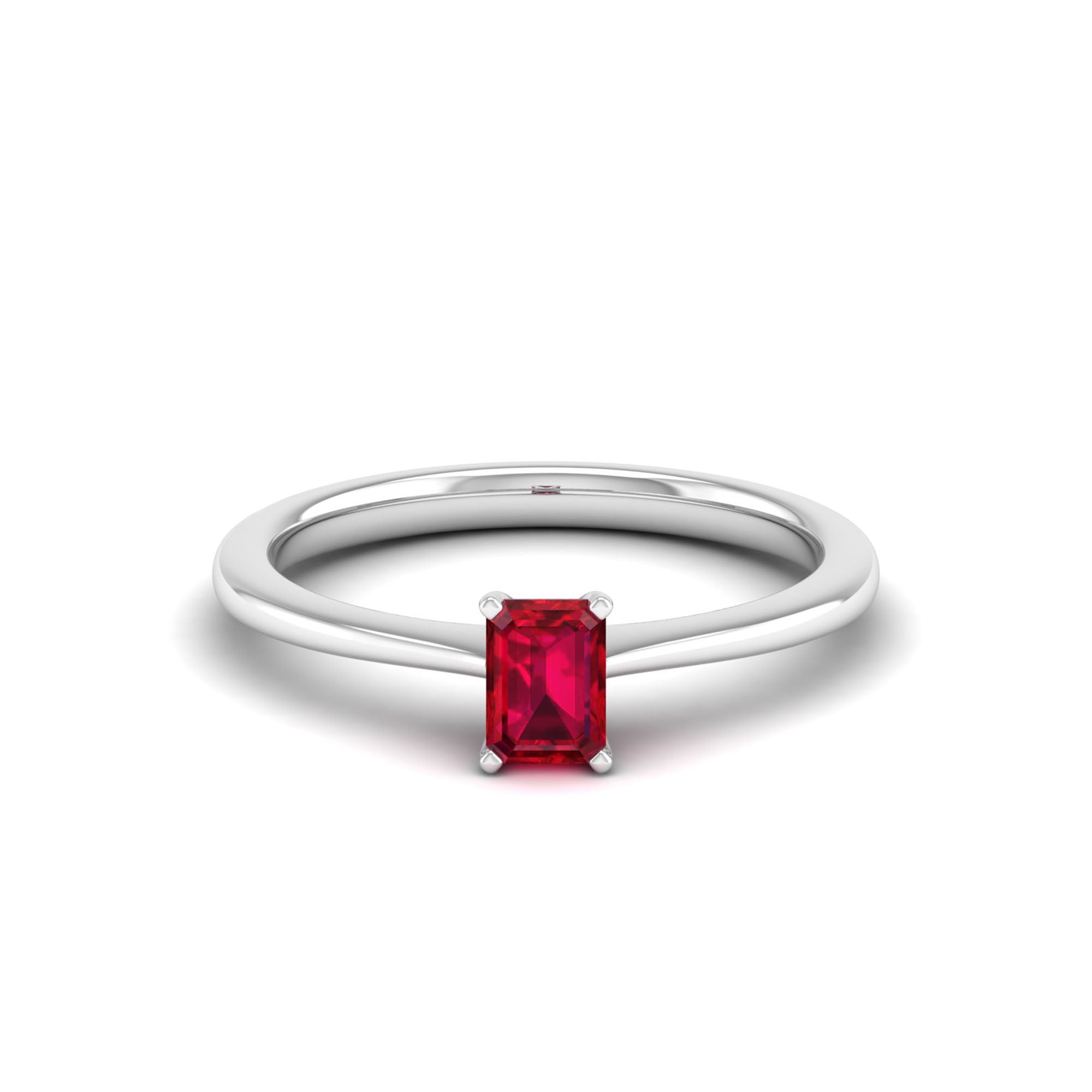 Celestar Emerald-Cut Ruby Solitaire Ring 0.50 Carat