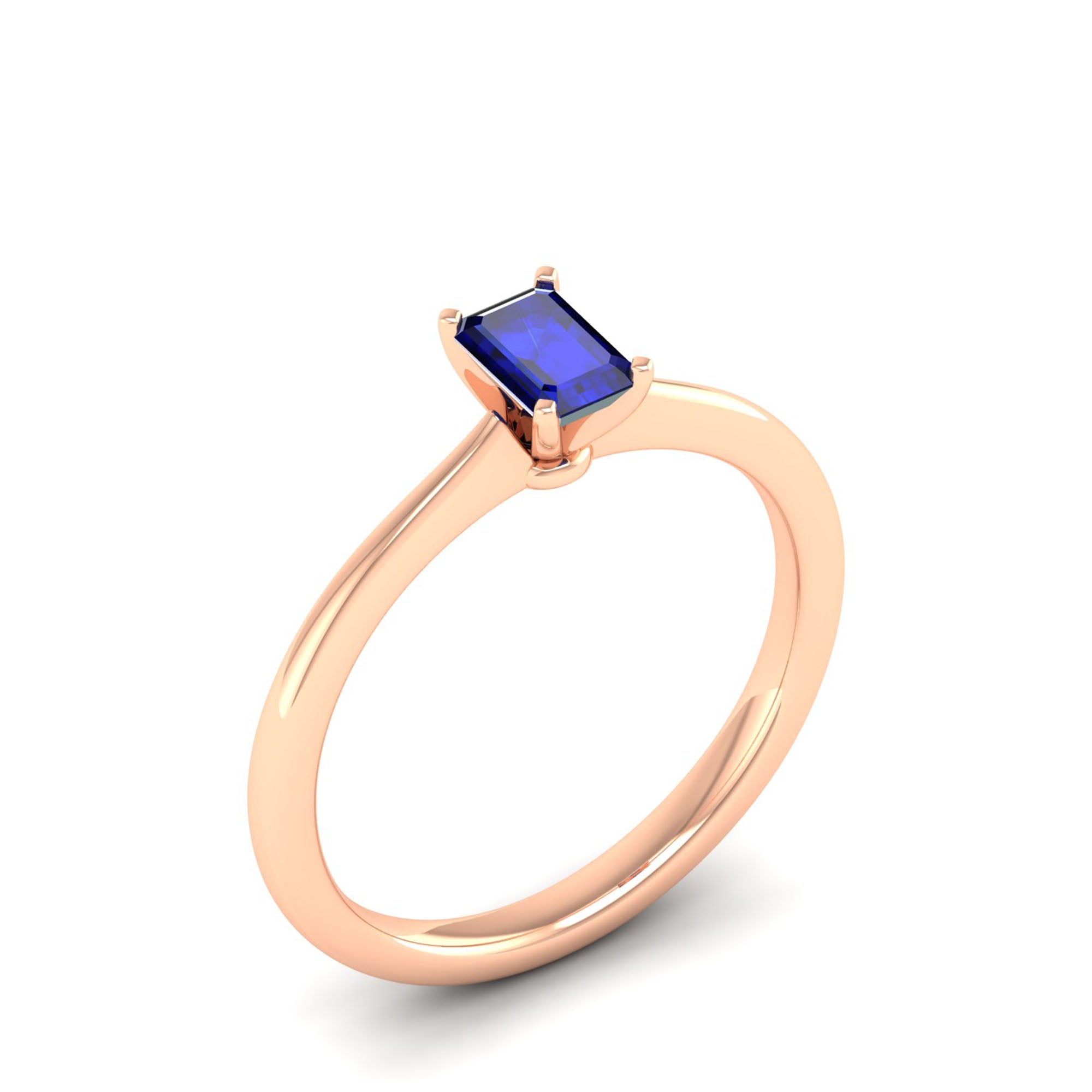 Celestar Emerald-Cut Sapphire Solitaire Ring 0.50 Carat