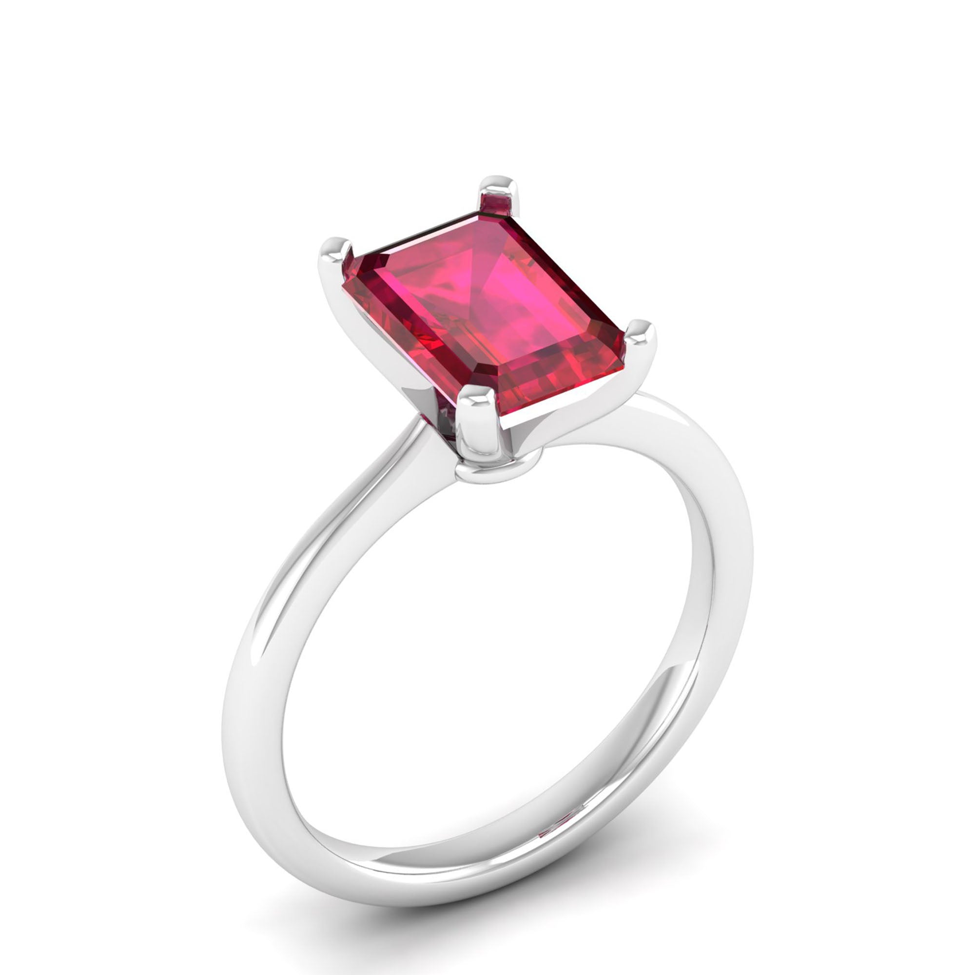 Celestar Emerald-Cut Ruby Solitaire Ring 3.0 Carat
