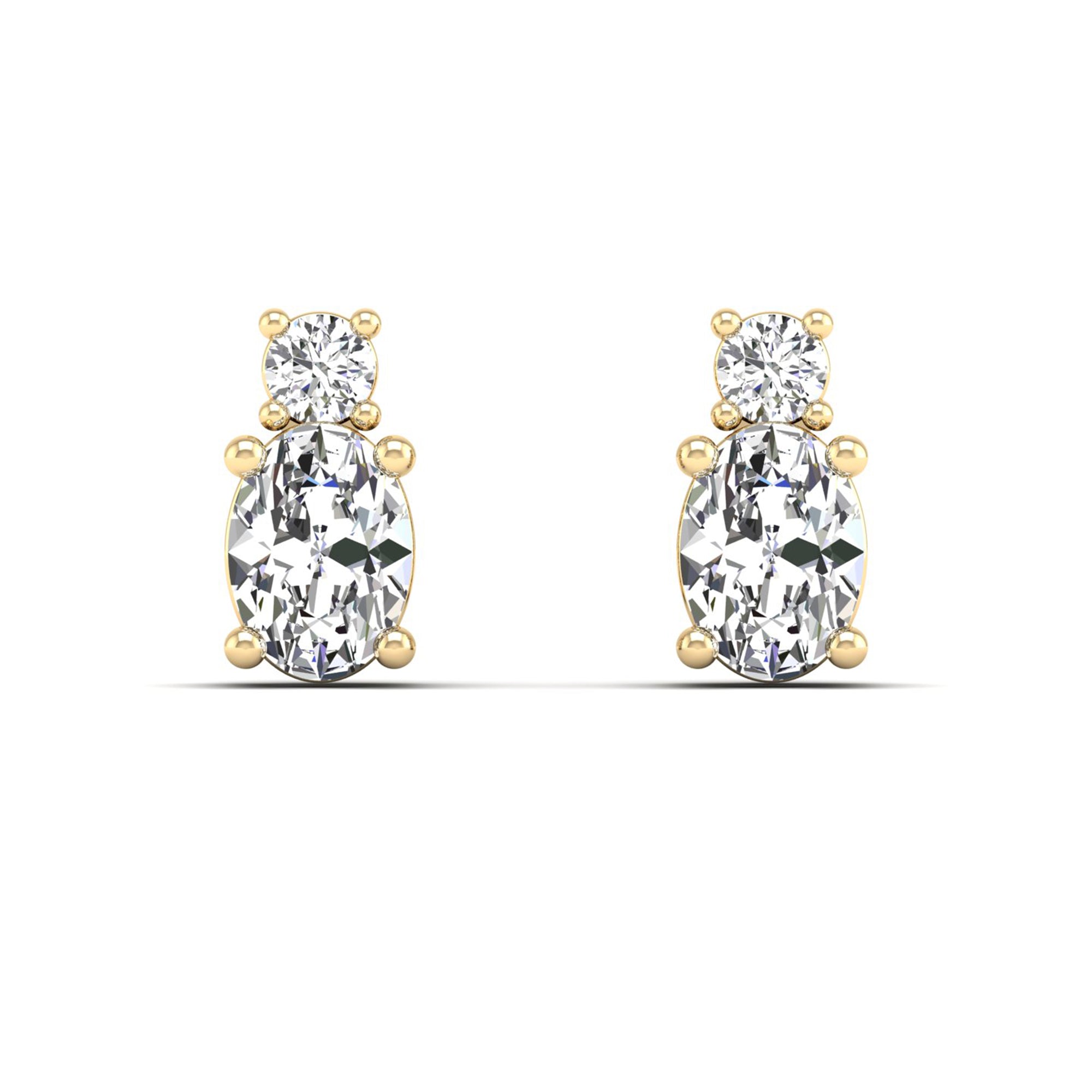 Two-Stone Oval & Round Lab-Grown Diamond Stud Earrings