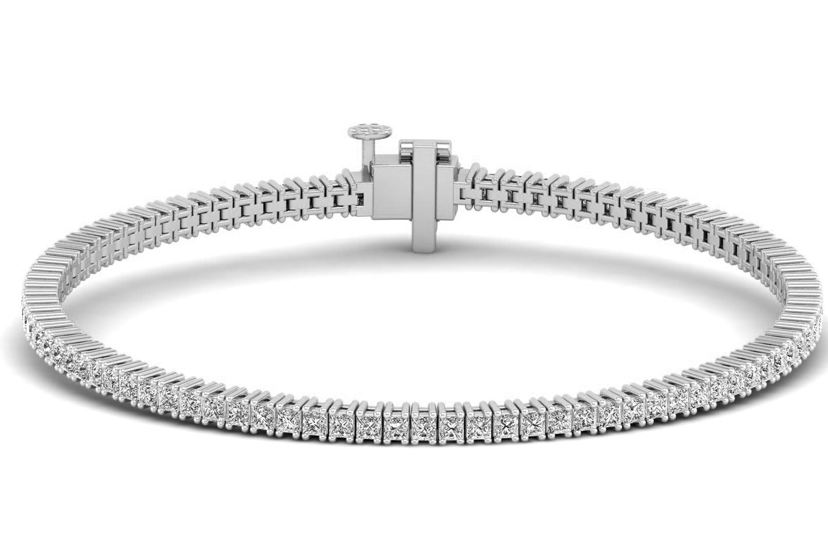 Silver bracelet with a clasp on a white background