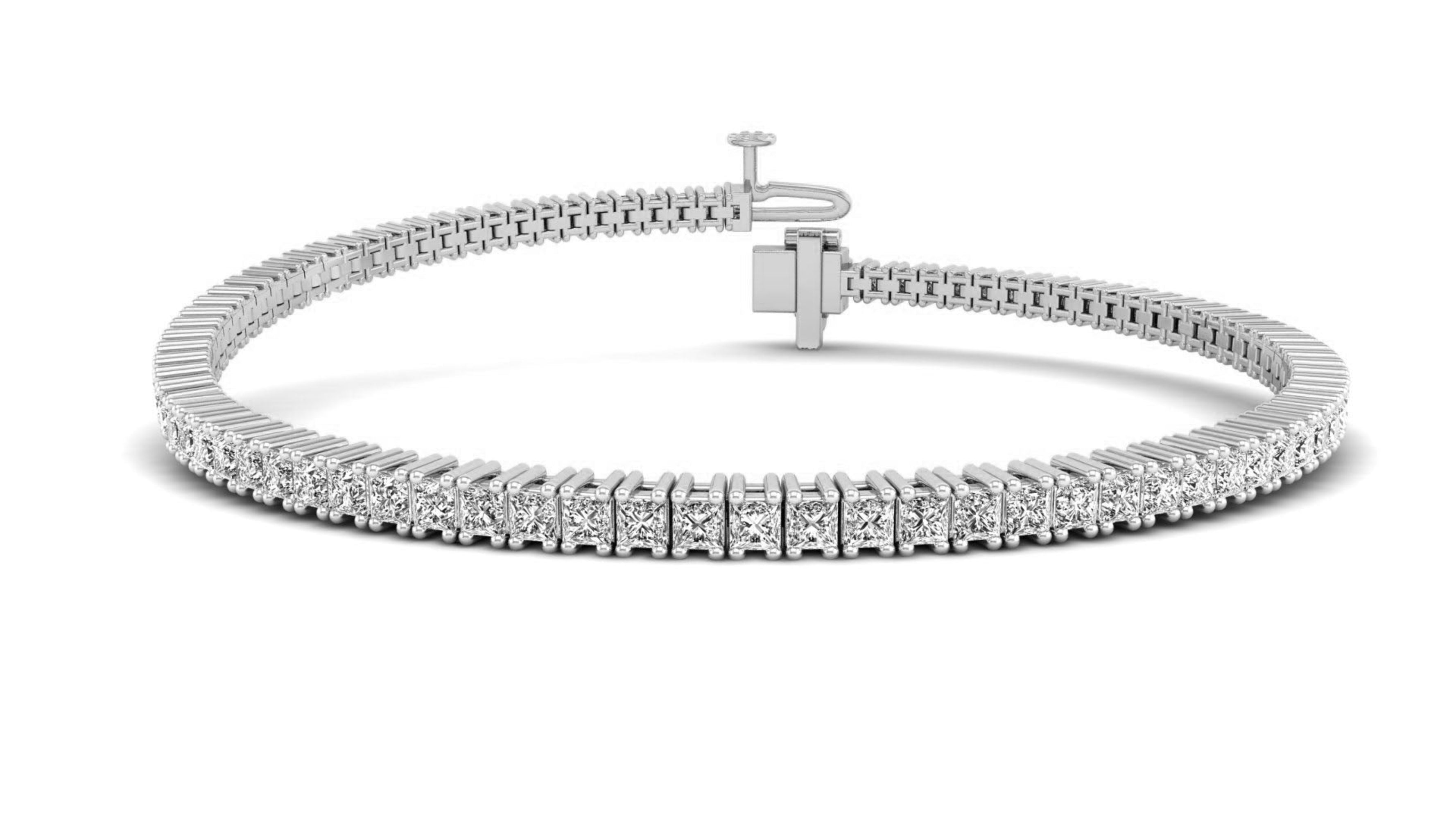 Lab Grown Princess Cut 1.7 mm Diamond Tennis Bracelet