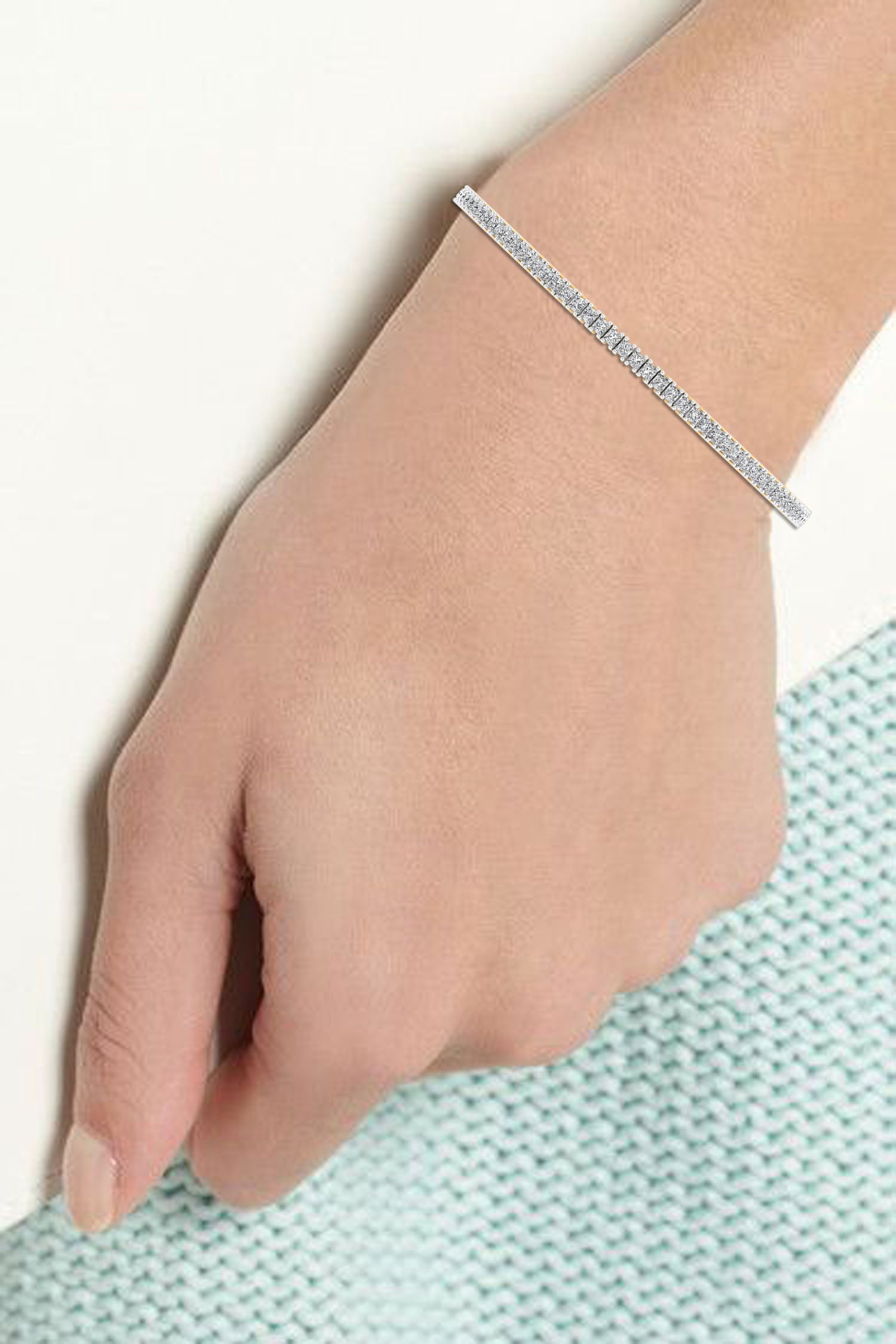 Lab Grown Princess Cut 1.7 mm Diamond Tennis Bracelet