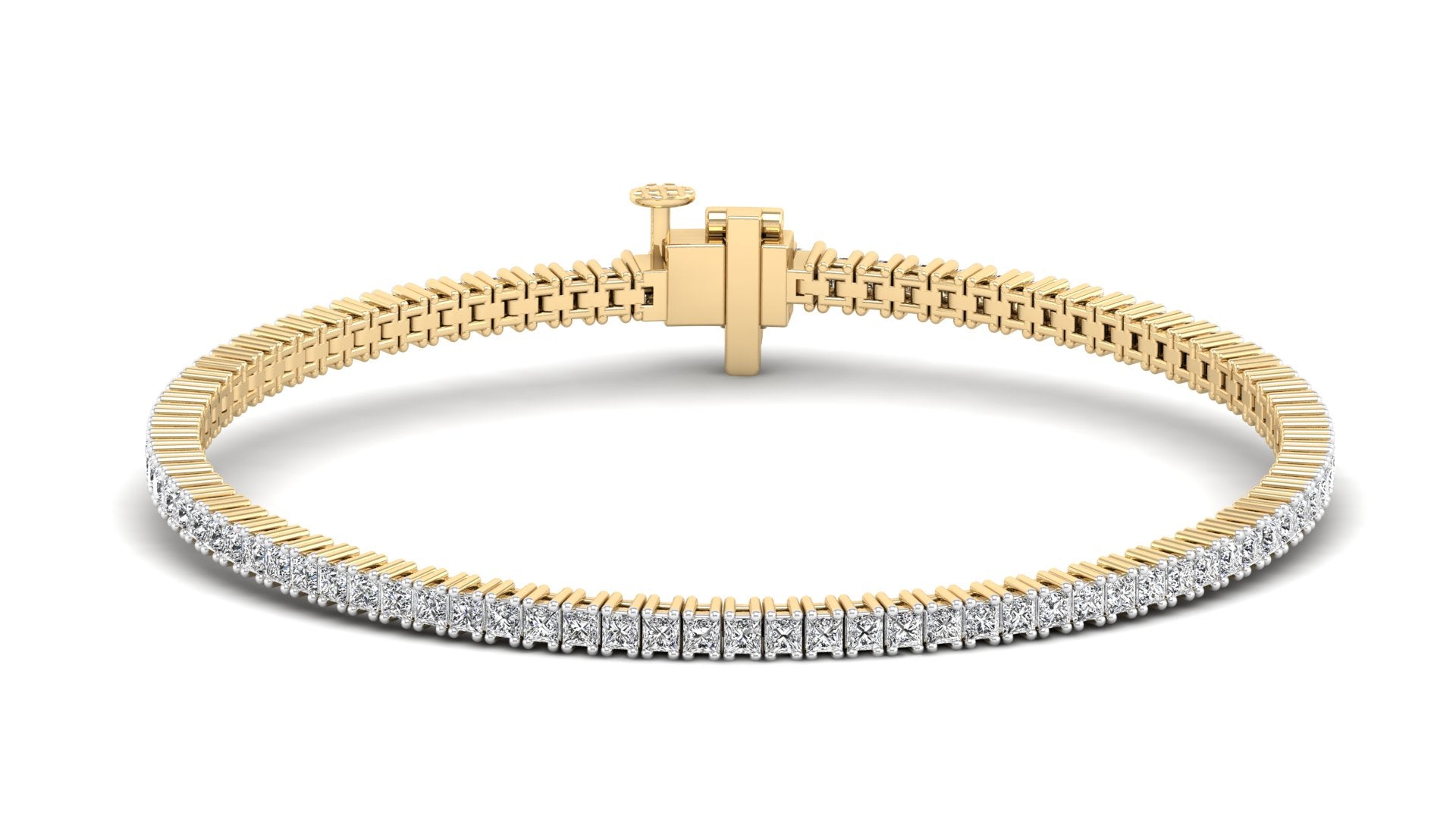 Lab Grown Princess Cut 1.7 mm Diamond Tennis Bracelet